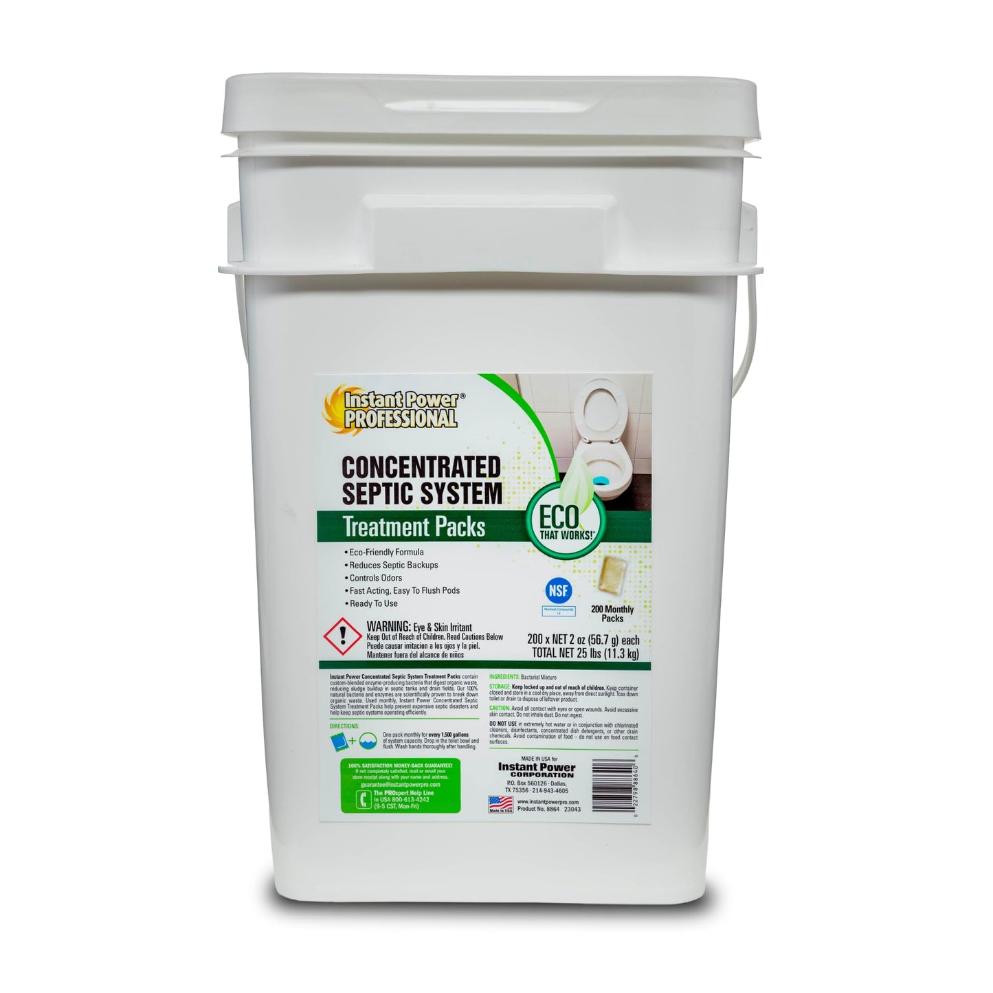 Instant Power Septic System Treatment Dissolving Pacs - Septic Tank Treatment Packets, Drain Cleaner Liquid Clog Remover for Septic System, Drain Defense for RVs - Includes 200 Pacs