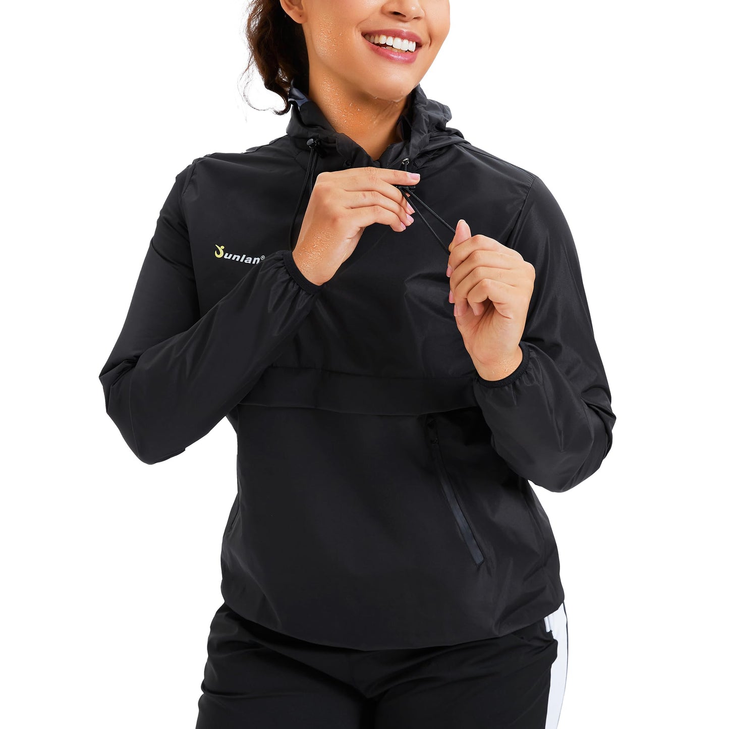 Junlan Sauna Suit for Women Sweat Jacket Gym Workout Vest Sweat Suits for Women (A.Black Tops Only,XX-Large)