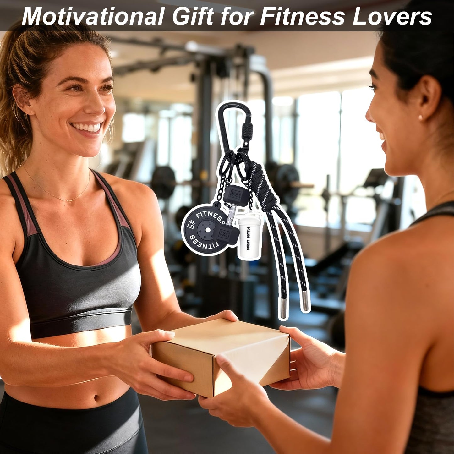 COZIYIAIRD Gym Keychain Charm, Dumbbell Keychain, Bag Charms for Women and Men, Fitness Key Chain Gifts for Gym Lovers(Black and White)
