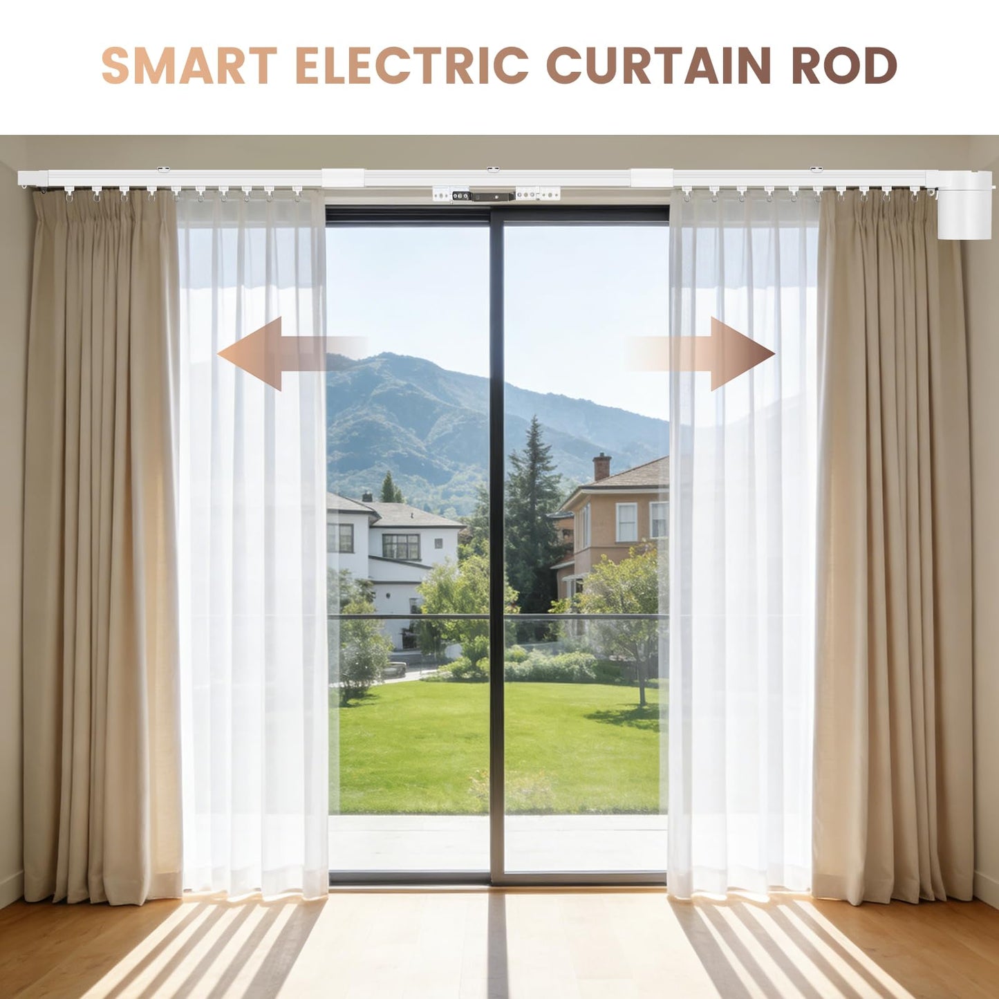 Smart Electric Curtain Track, 98.4" Motorized Curtain Rail with APP & Remote Control, Ultra Quiet Automatic Smart Home Curtain System for Living Room Bedroom, Fixed-Length Design