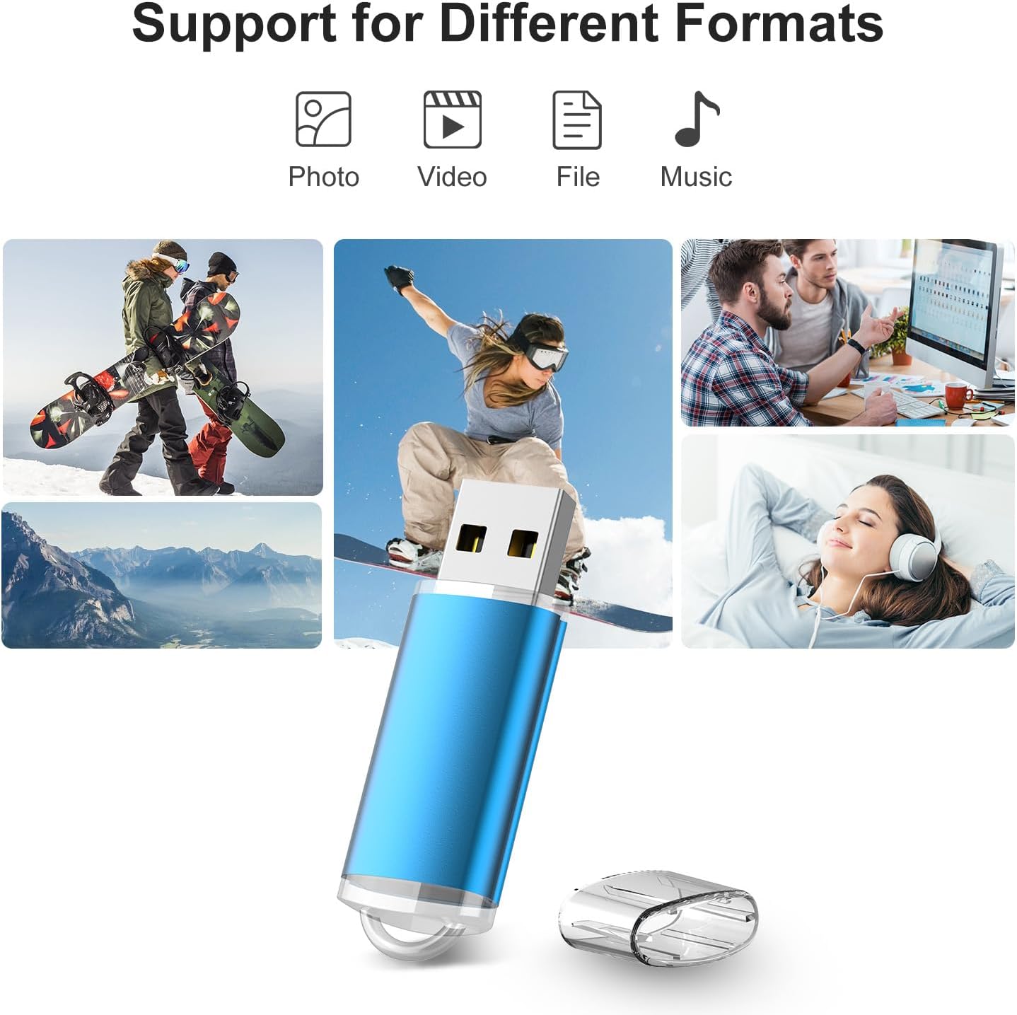 RAOYI 10 Pack 1GB 1G 2.0 USB Flash Drive USB Memory Stick Bulk Thumb Drive Pen Drive Blue