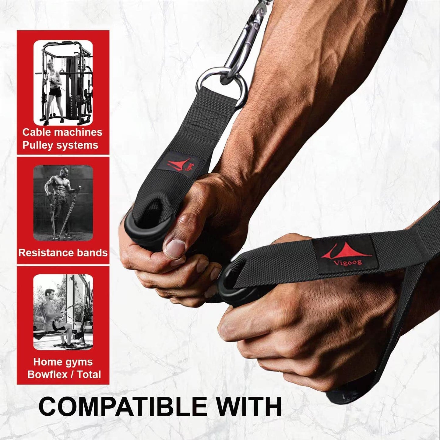 Vigoog Heavy Duty Gym Workout Handles Attachment for Cable Machine,Resistance Band,Pulley System Home Exercise Equipment, Comfortable and Stronger Grip