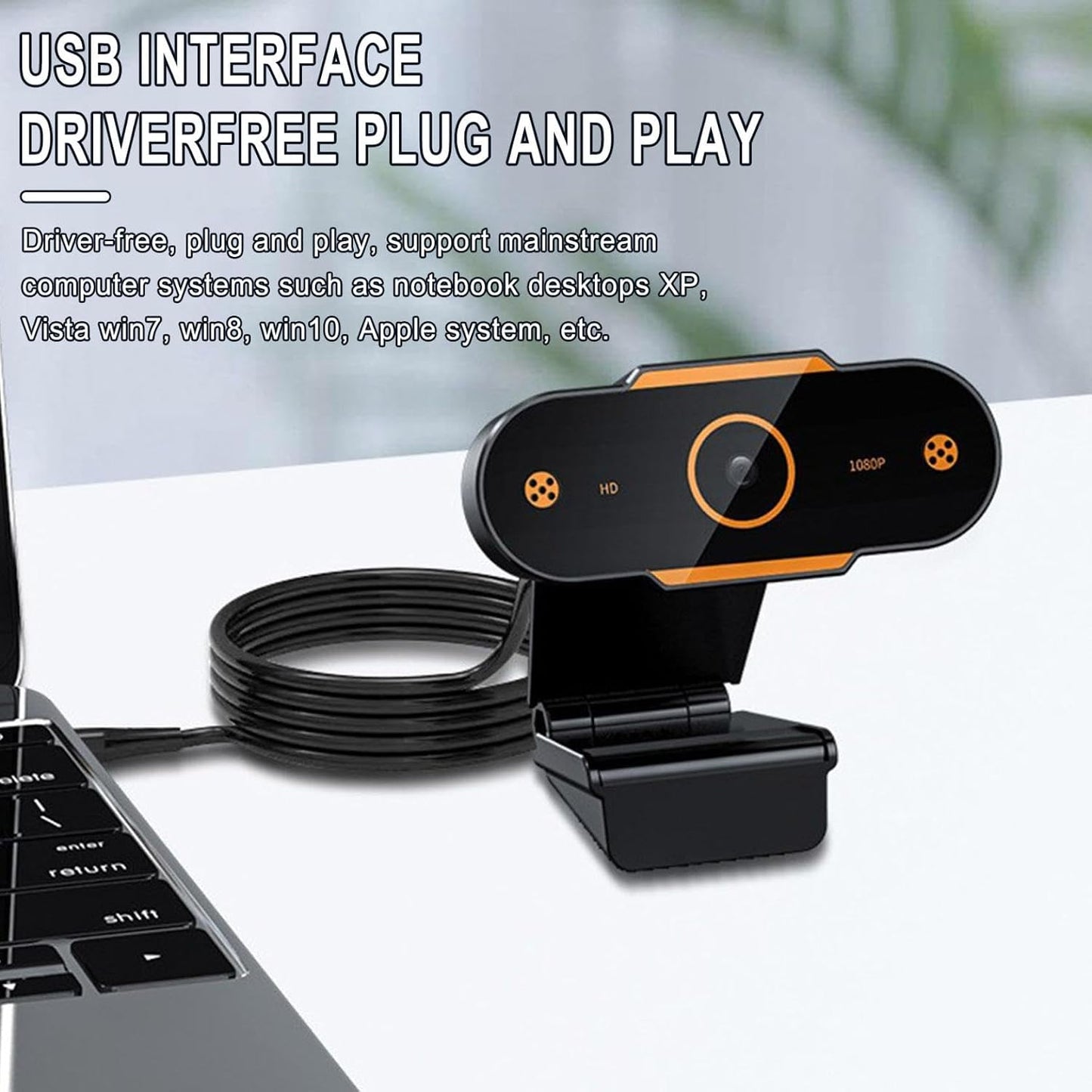Generic 1080p Small USB External Webcam with Microphone, Webcam with Wide-Angle Lens, Laptop Camera, Computer