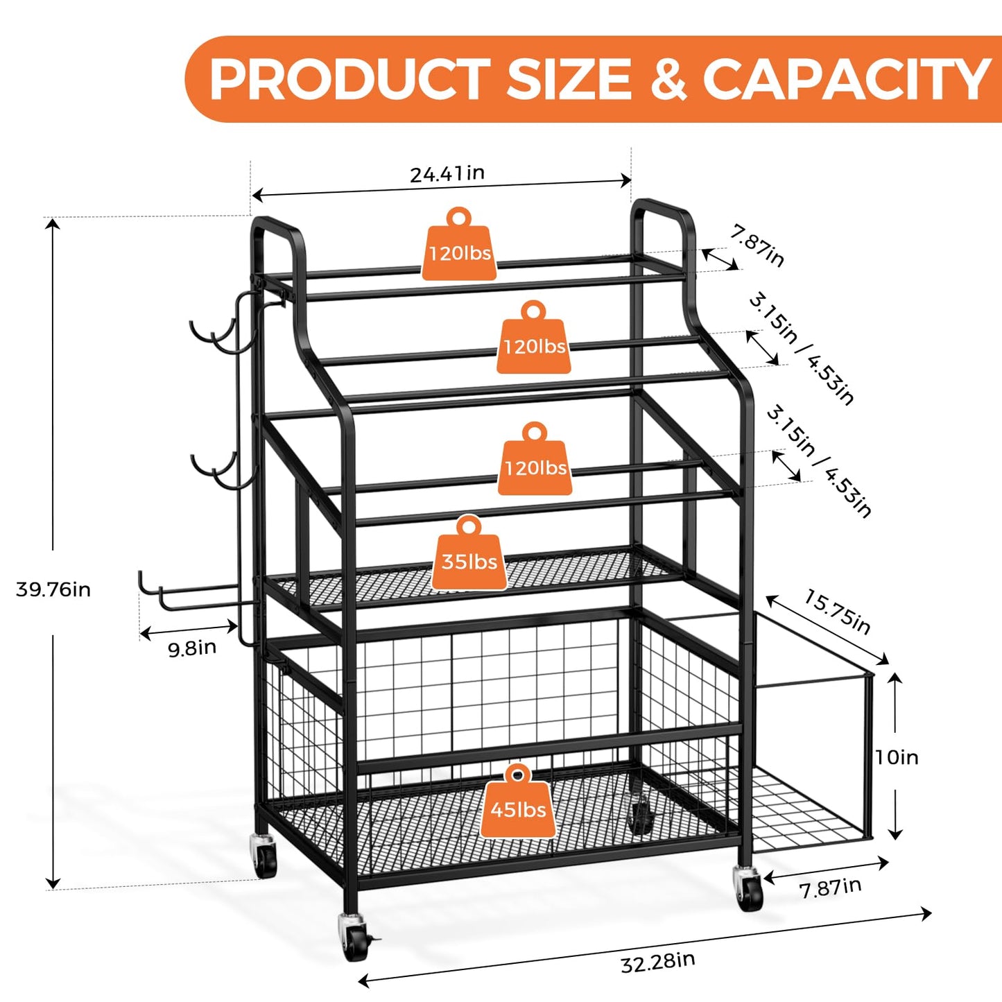 HavenlyYouth Dumbbell Rack Holds Yoga mat, Weight Rack Storage for Home Gym, Workout Equipment Organizer for Kettlebells and Foam Roller With Hooks and Wheels