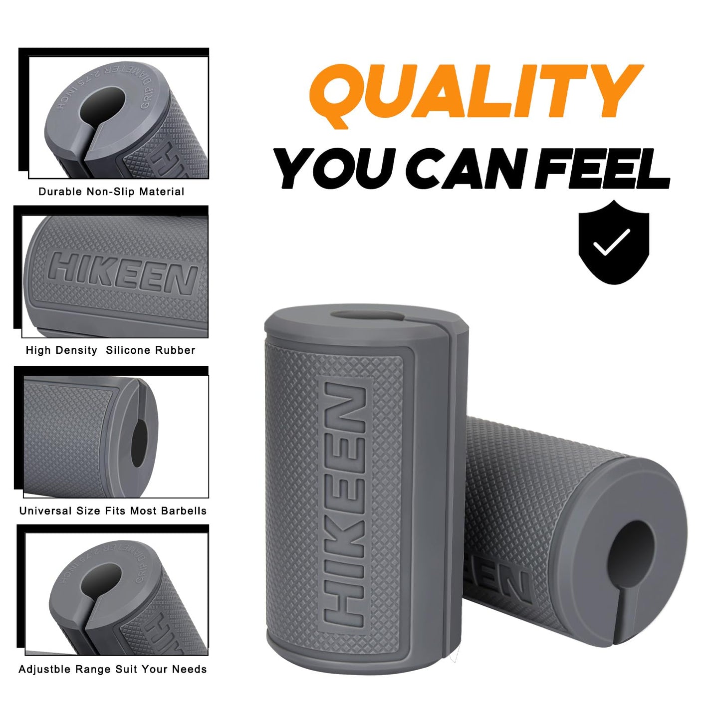 Hikeen Thick Bar Dumbbell Grips, Non Slip Hard Rubber Barbell Grips for Weight Lifting, Muscle Building - 2.75" Outer Diameter