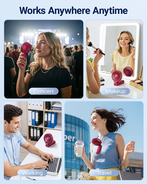 **SWEETFULL Handheld Portable Fan - 5000mAh Rechargeable Battery, 6 Speed Settings, LED Display | Mini Travel Fan**