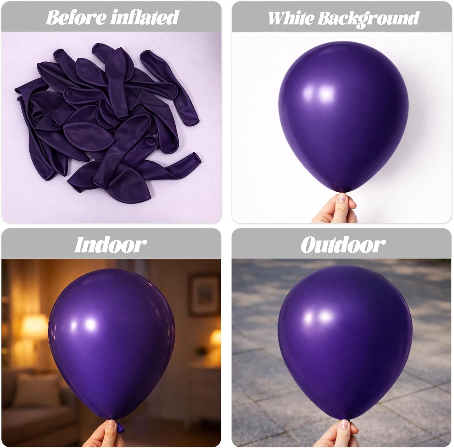 Voircoloria Dark Purple Balloons - 12-Inch Deep Purple Latex | 66-Pack for Halloween, Weddings & More