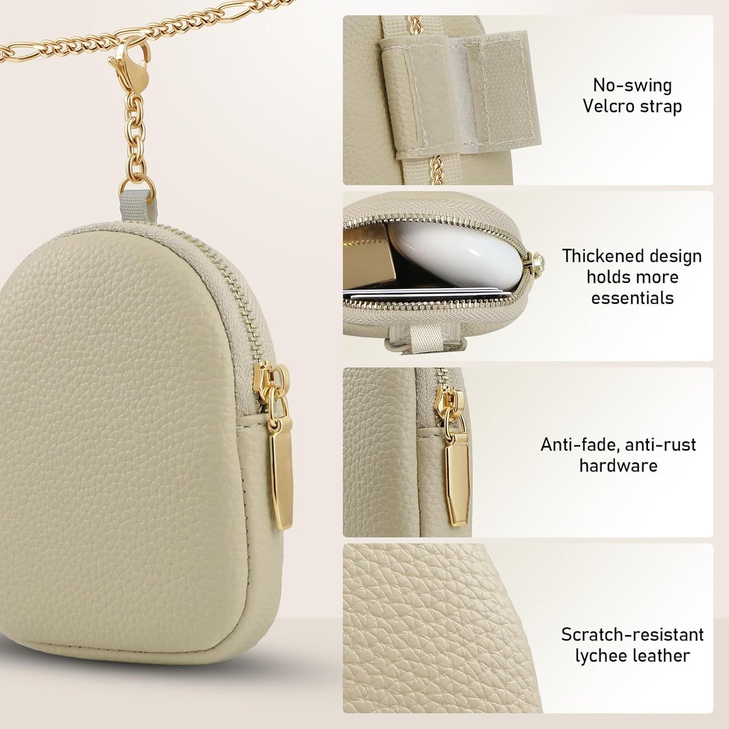 47.24in 1x 2x Phone Crossbody Strap With Wallet Phone Chain Clip And Go strap With zippered pouch clasp Clear Tether