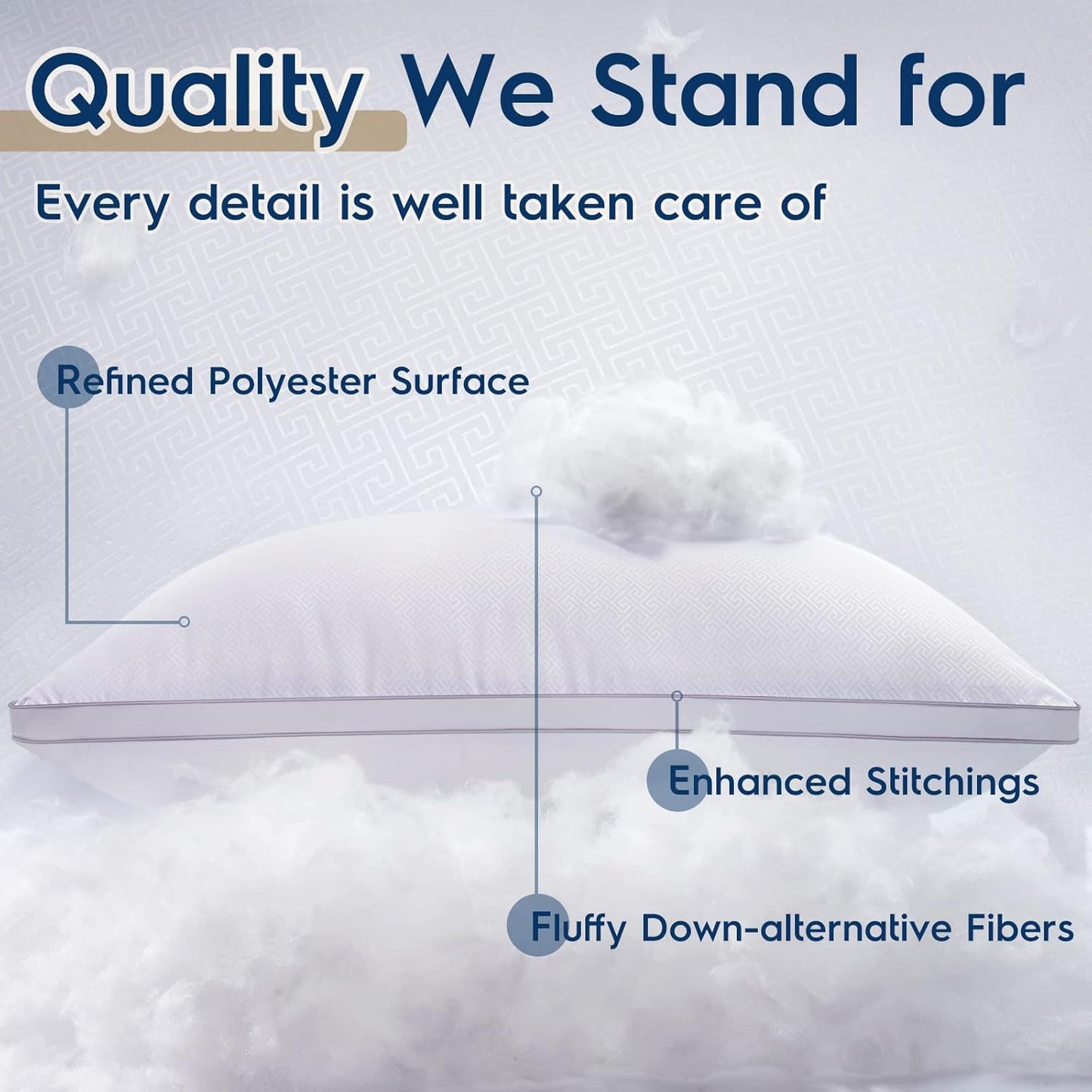 Viewstar Bed Pillows - Hotel Quality Cooling Down Alternative | Set of 2 Gusseted King Size, White