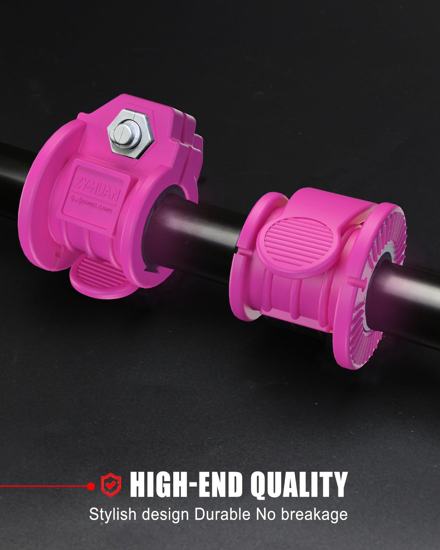 ZY-HUAN Barbell Clips 1 inch Barbell Clamps 0.9-1.18inch Quick Release Weight Clips for Bars Multi-Size Adjustable Olympic Barbell Clamps (Rose)