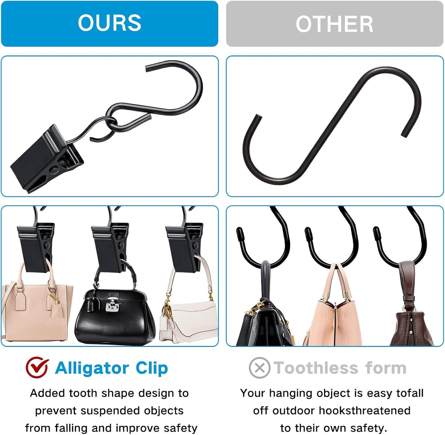 Skiennix 50Pcs Metal Curtain Hanging Clips - Anti-Rust S Hooks for Outdoor String Lights | Perfect for Parties & Camping