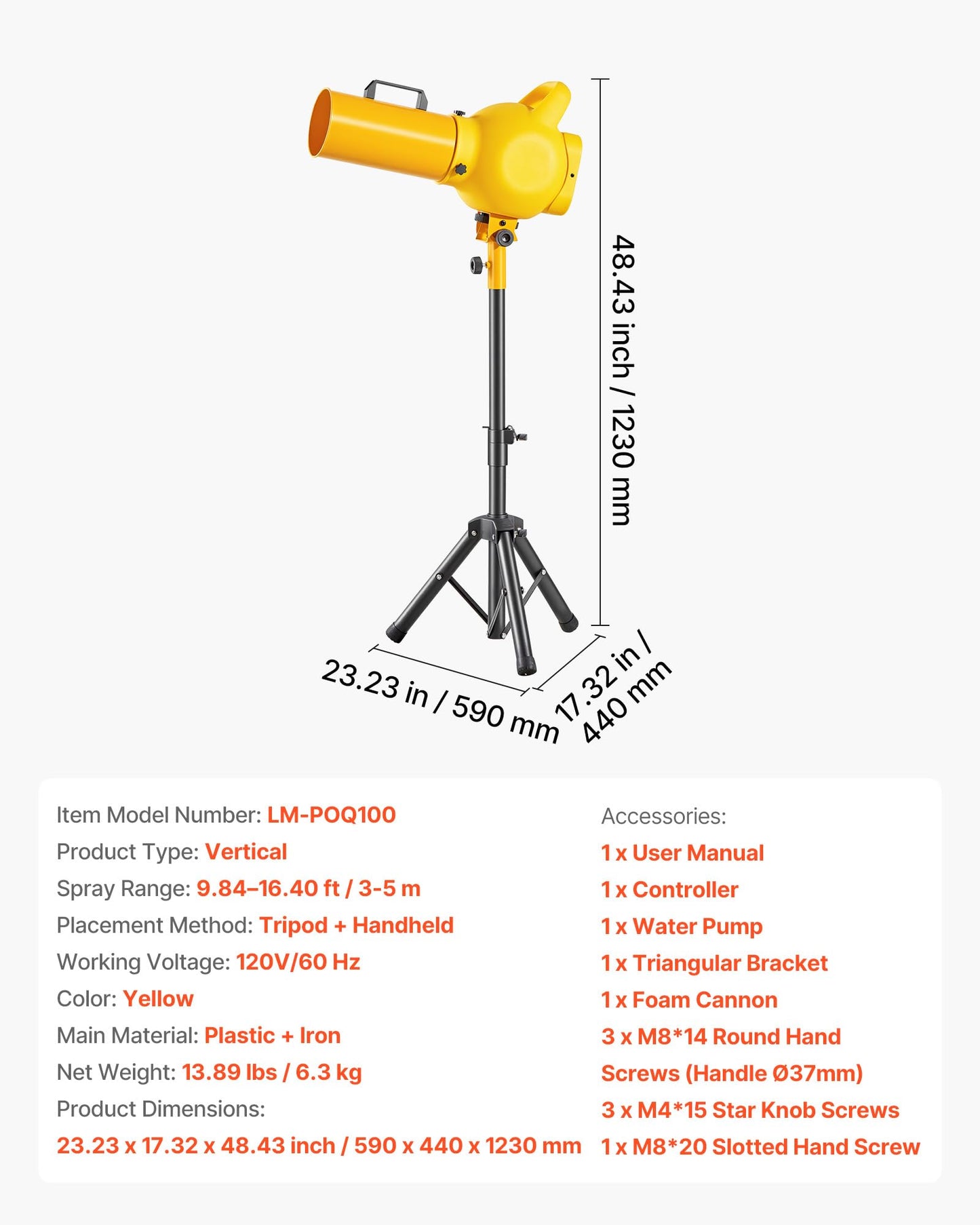 VEVOR Foam Machine, Handheld Spray Foam Cannon Party Machine, Bubble Cannon with Fan & Triangular Structure, Dense Foams Maker for Gatherings, Backyard, Celebrations & Party, Continuous Foams Output