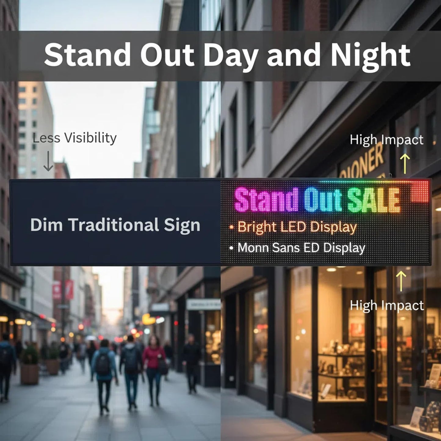P10 Scrolling Led Sign 77"X14" Programmable Display Digital Sign Outdoor Message Board For Business Custom Banner Word Light Advertising Wifi Control High Brightness Neon