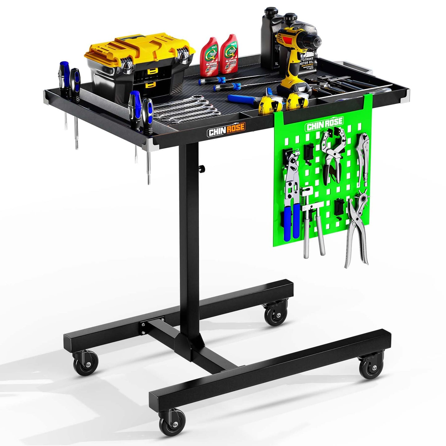Adjustable Height Mobile Work Table with Rolling Wheels
