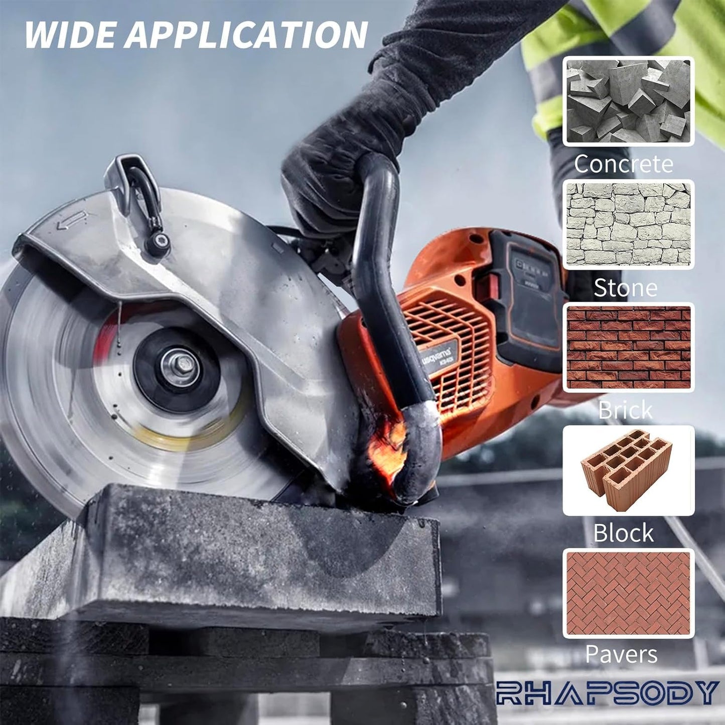 RHAPSODY 10 Inch Diamond Saw Blade 2Pcs, Segmented General Purpose Blade Dry/Wet Cutting Concrete, Masonry, Brick, Block, Paver 7/8"-5/8" Arbor