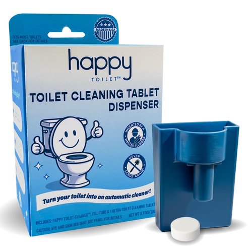 Happy Toilet Cleaner Automatic Toilet Bowl Cleaner - Easy to Install Toilet Tablet Holder - Self-Cleaning Toilet System, Deep Clean with Every Flush - Made in the USA