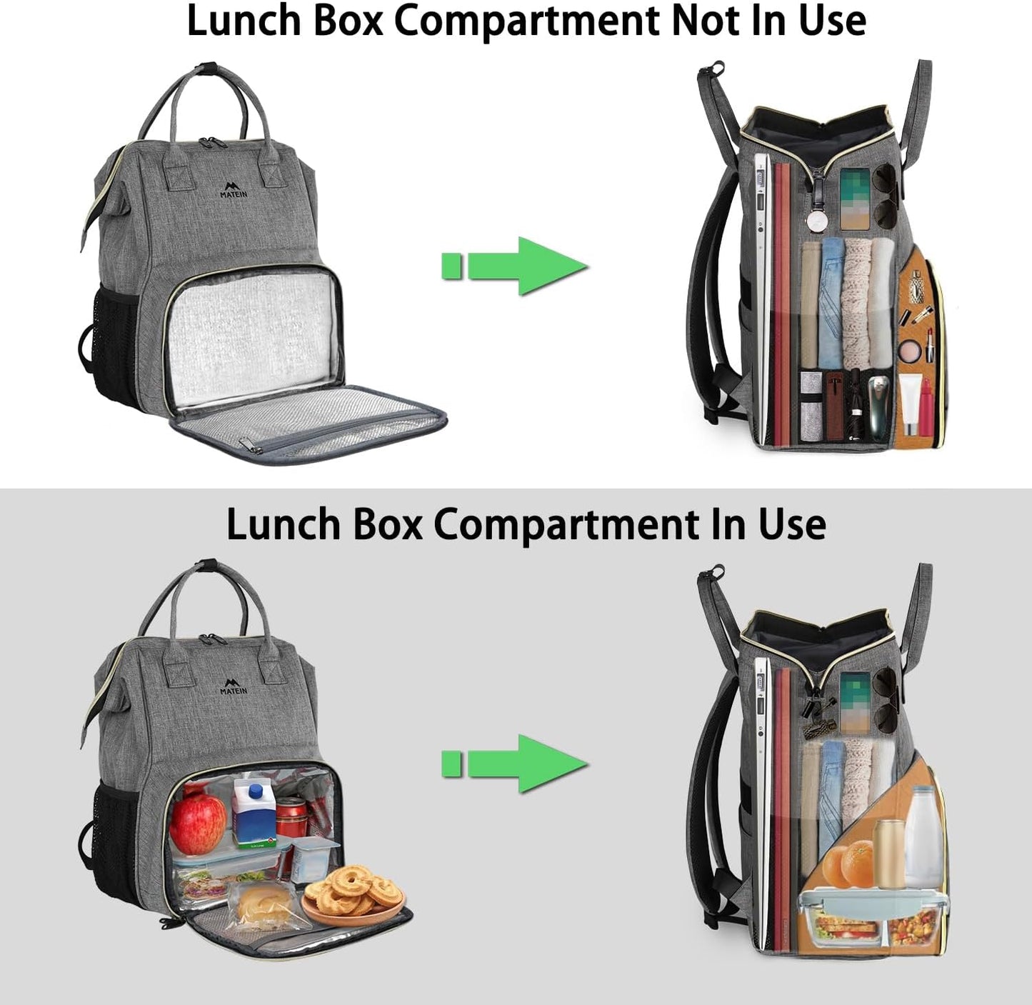 Backpack 15.6 Inch Backpack Backpacks MATEIN Lunch for Women, Laptop with Lunch Compartment, Lightweight Work