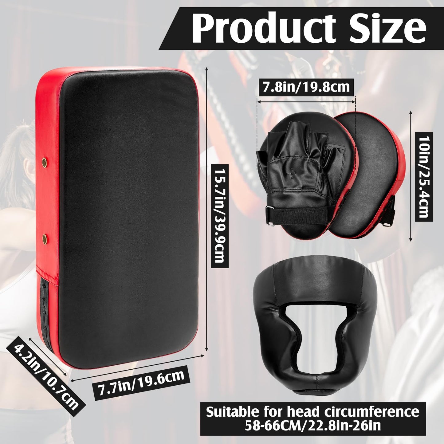 Gemscream 10 In1 Punching Mitts Kick Pad Set Taekwondo Pads Boxing Mitts Focus Pads Boxing Gloves Safety Head Guard Wrist Band for Kickboxing, Karate, Muay Thai, MMA Training(Black)