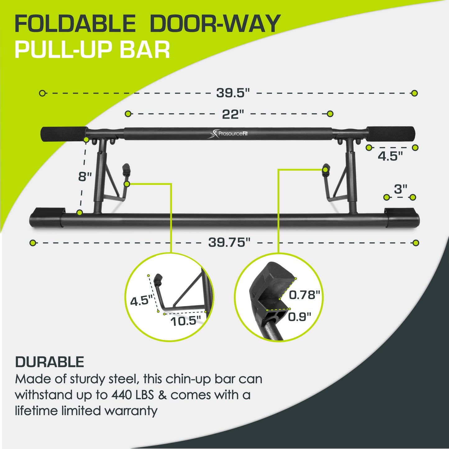 ProsourceFit Foldable Pull Up Bar/Doorway Trainer for Multi Use Fitness & Home Gym Exercise