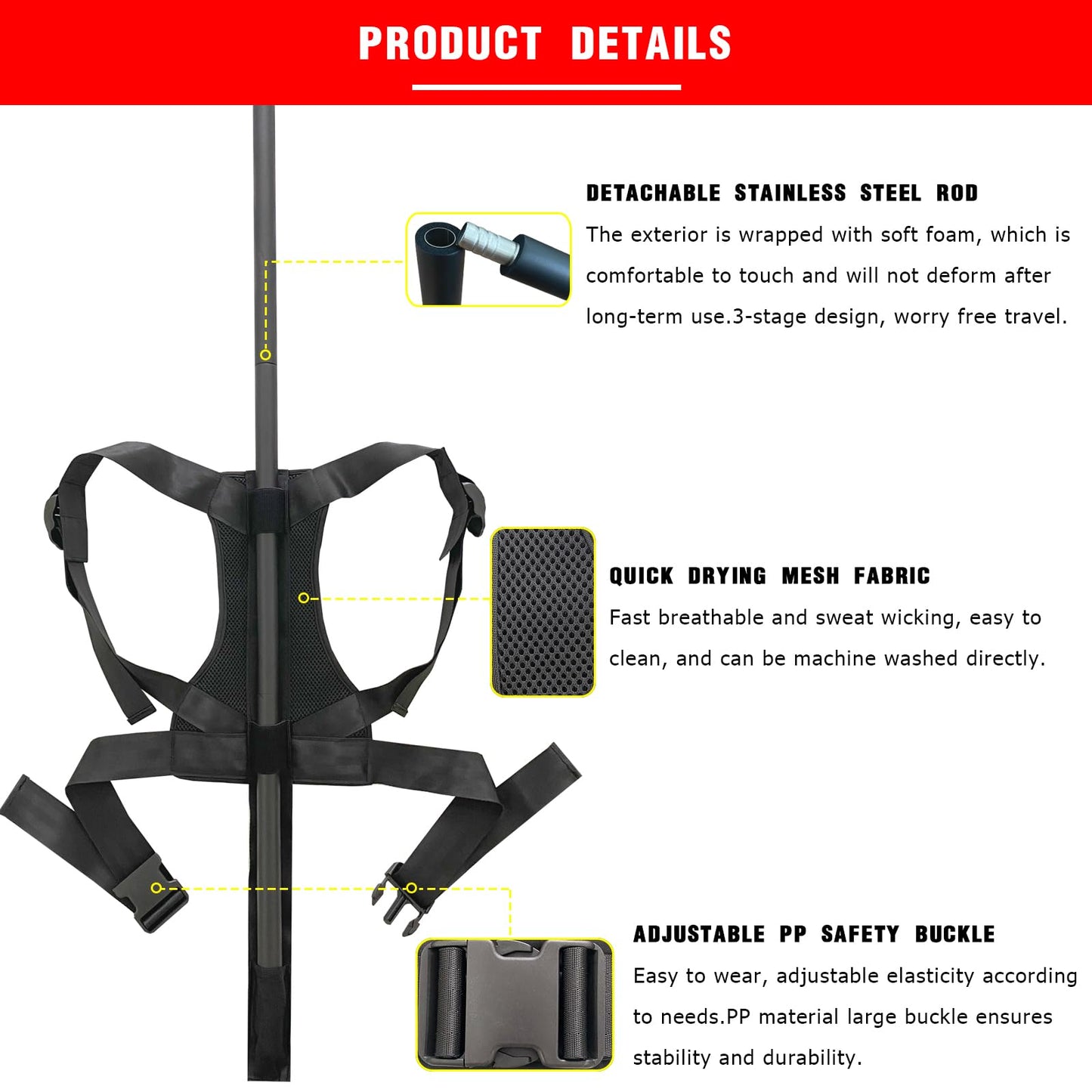 bibahala Fitness Posture Correction Stick with Adjustable Harness Gym Girl Essentials Workout Sets for Women Alignment Rod for Squats, Deadlifts, Hip Hinge, Kettle Balls for Women
