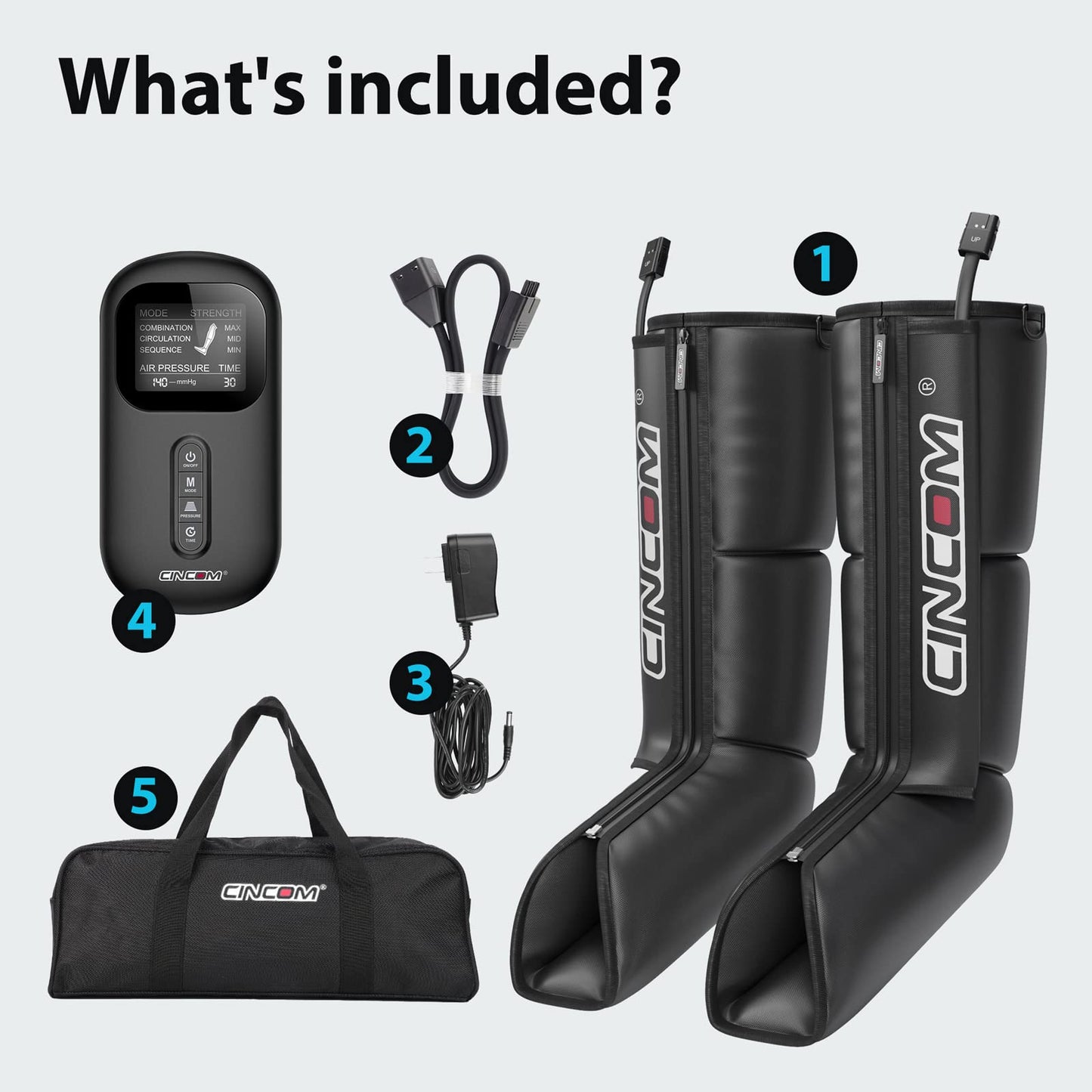 CINCOM Leg Massager, Air Compression Leg Massager for Circulation and Pain Relief, Leg Compression Boots for Athletes Men Women Recovery, Ideal for Relaxation Reduce Swelling