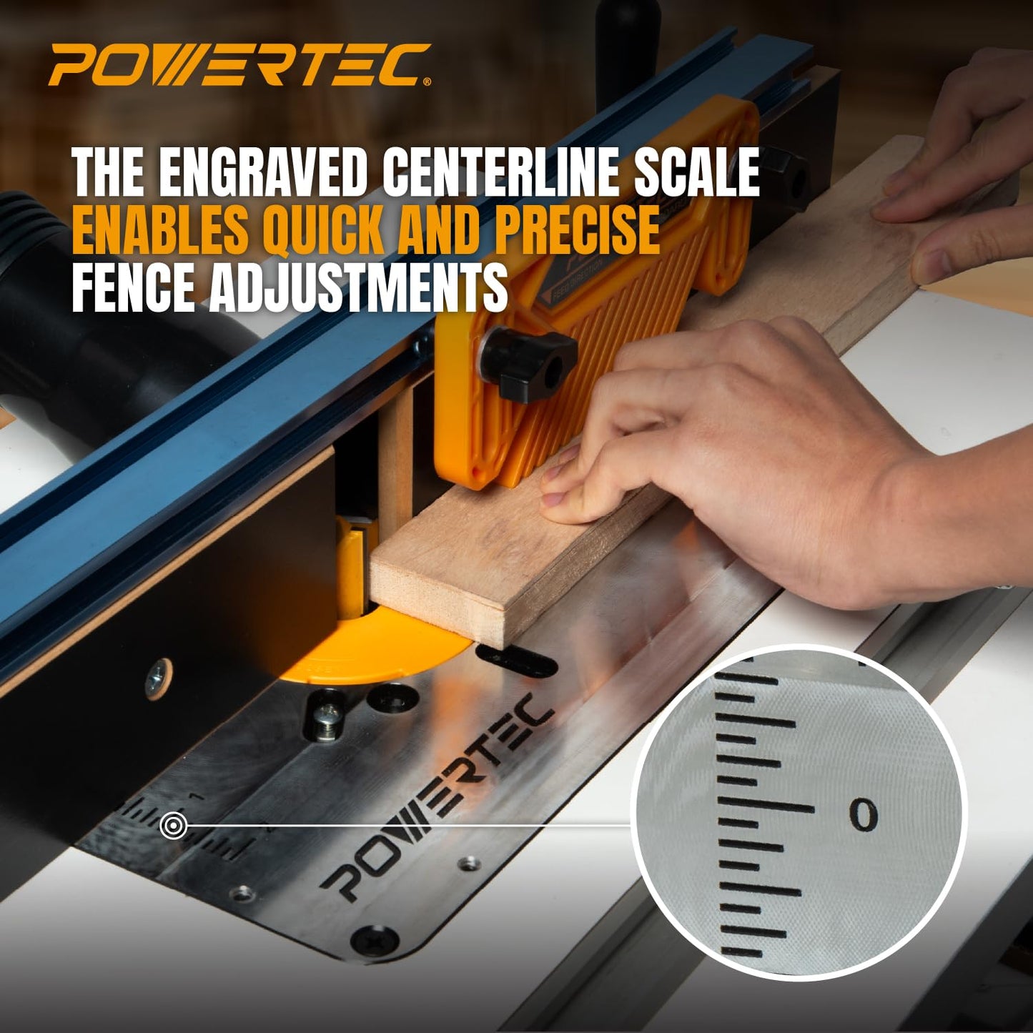 POWERTEC Benchtop Router Table w/Metal Stand and Adjustable Fence Set – 24" x 16" Laminated MDF Top, Aluminum Insert Plate, 2-1/2" Dust Port, Fence Stop, Featherboard and More Accessories (71963)