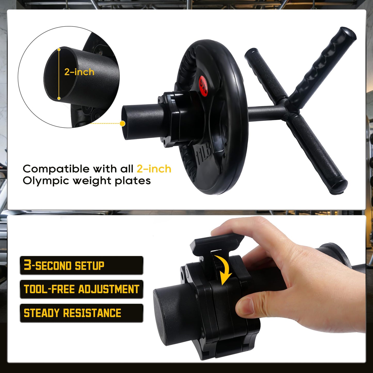 Vorynne Strong Arm Forearm Trainer & Wrist Strengthener, Adjustable Alloy Steel Forearm Bar Grip Trainer with Non-Slip Handle & Clamp, Portable Forearm Exerciser for Home Office Gym