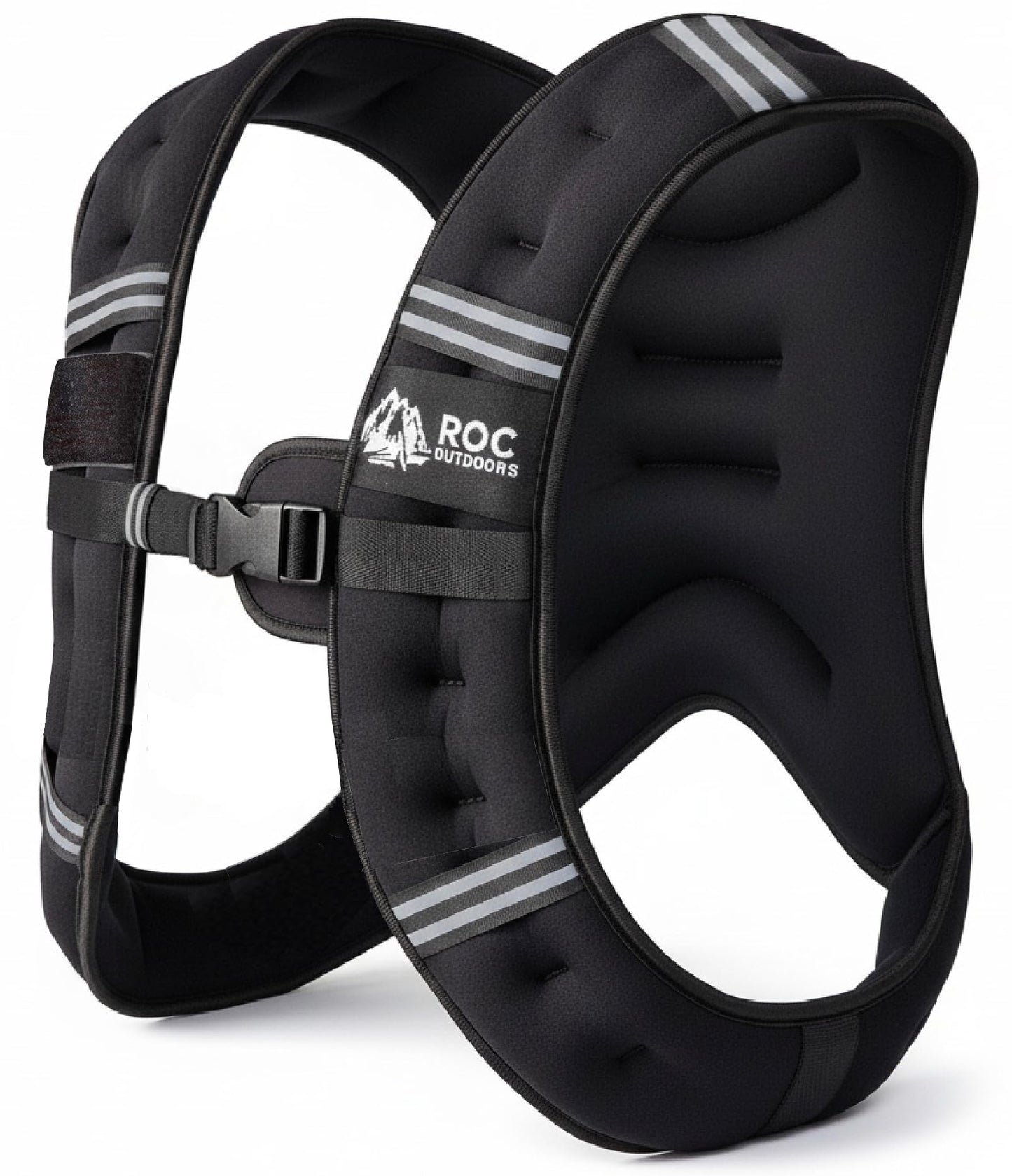 Roc Outdoors Weighted Vest for Woman and Men, 5lb/10lb/15lb/20lb/30lb Weight Vest with Reflective Stripe for Workout, Strength Training, Running, Walking, Fitness, Weight Training, Weight Loss, Weightlifting (Black, 10lb)