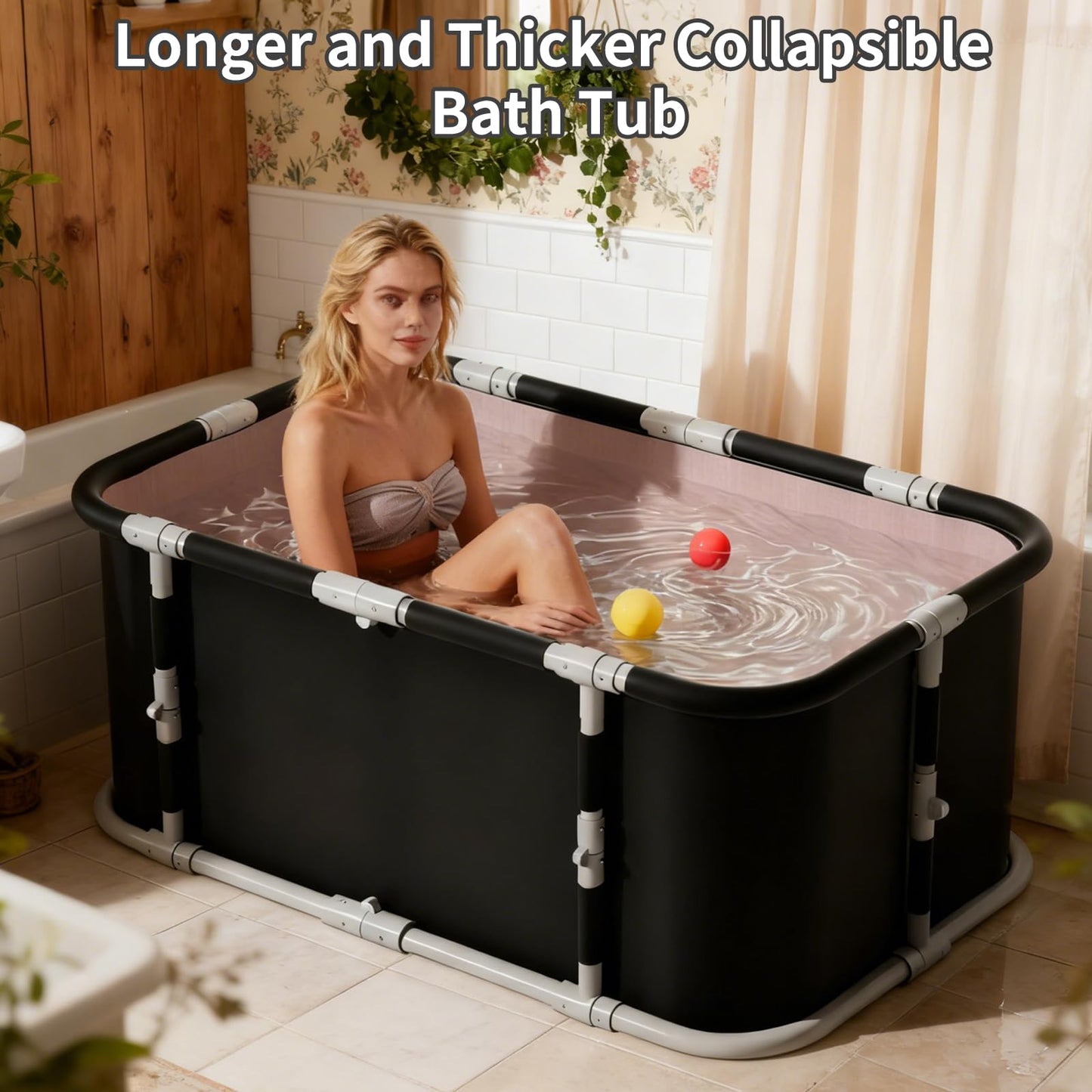 GENDLTHIJ Portable Foldable Ice Bath Tub, Large Portable Soaking Bath Tub for Home Outdoors Gyms (3-piece Set)