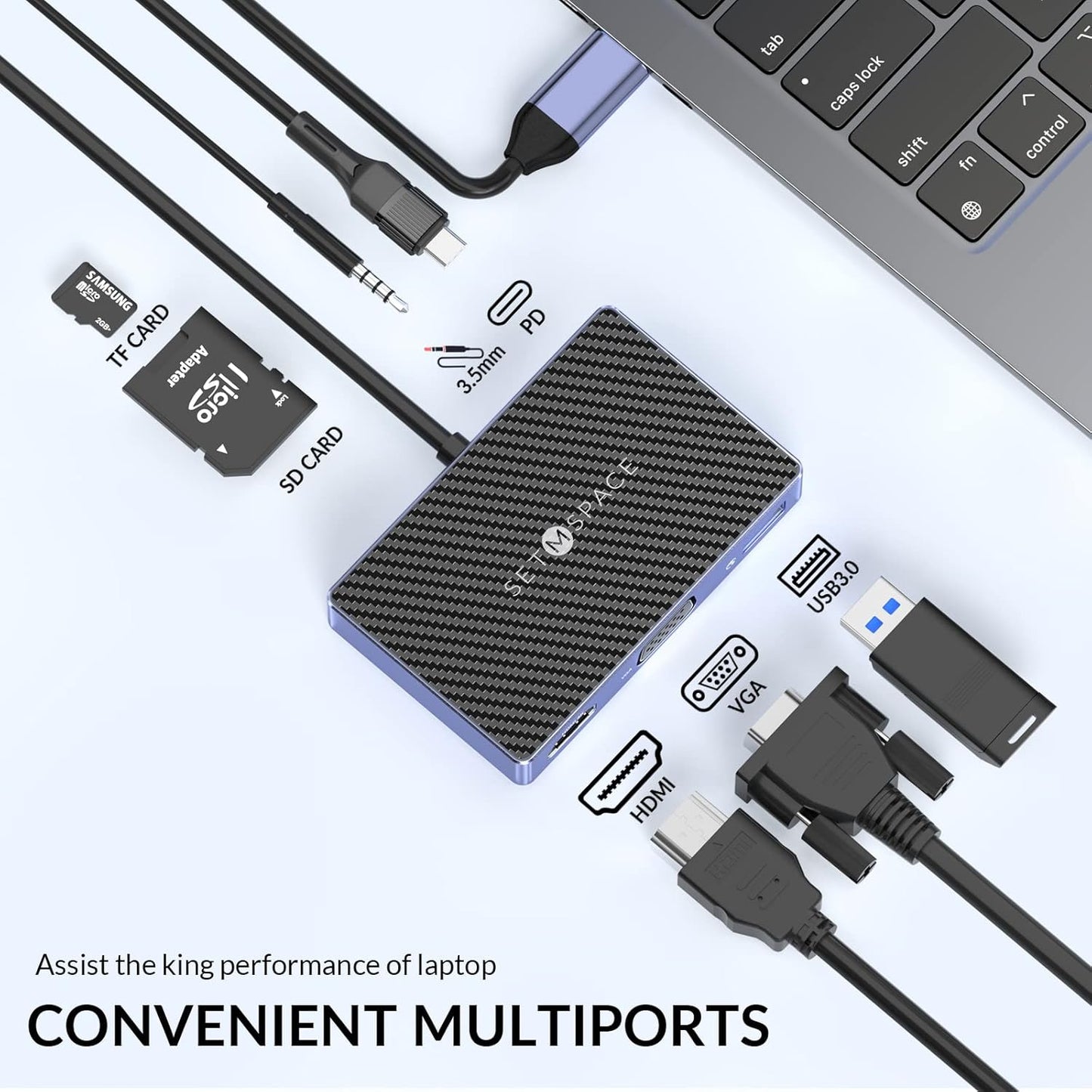 SETMSPACE 5Gbps 100W 3.5 USB C Docking Station, Laptop Docking Station Transfer, USB C Hub HDMI, VGA, SD/TF Reader, PD