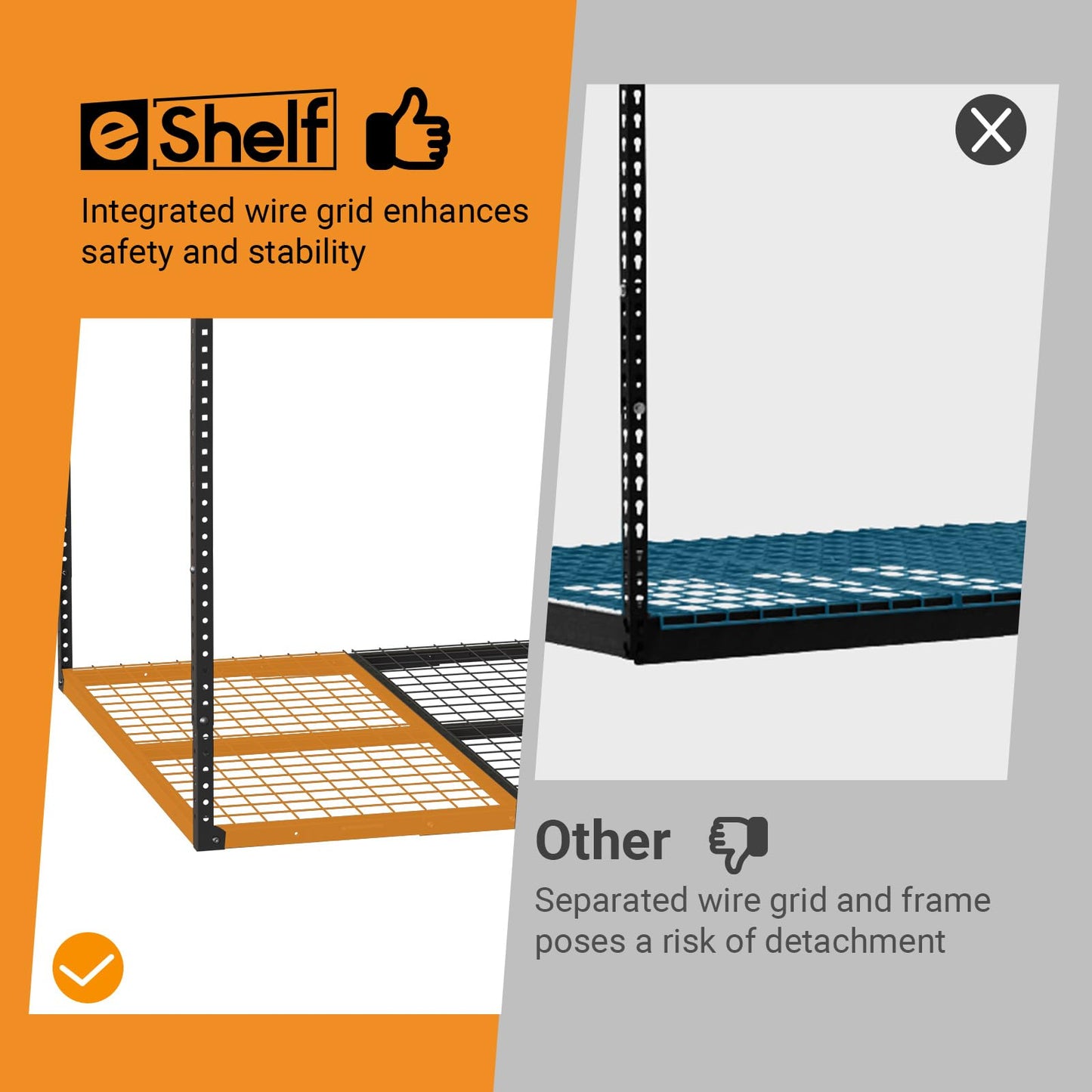 eShelf 4ftx8ft Overhead Garage Storage Rack, Heavy-Duty Metal Garage Ceiling Storage Rack, 22''-40" Adjustable Ceiling Drop-Down, 750 lb. Loading Weight Capacity, Black