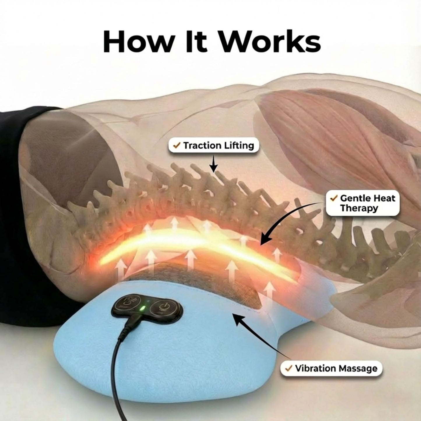 My Soothe Lab Original Therava 3-in-1 Back Massager with Traction Lift, Heat, & Vibration Massage | Lower and Upper Back Relief and Muscle Relaxation