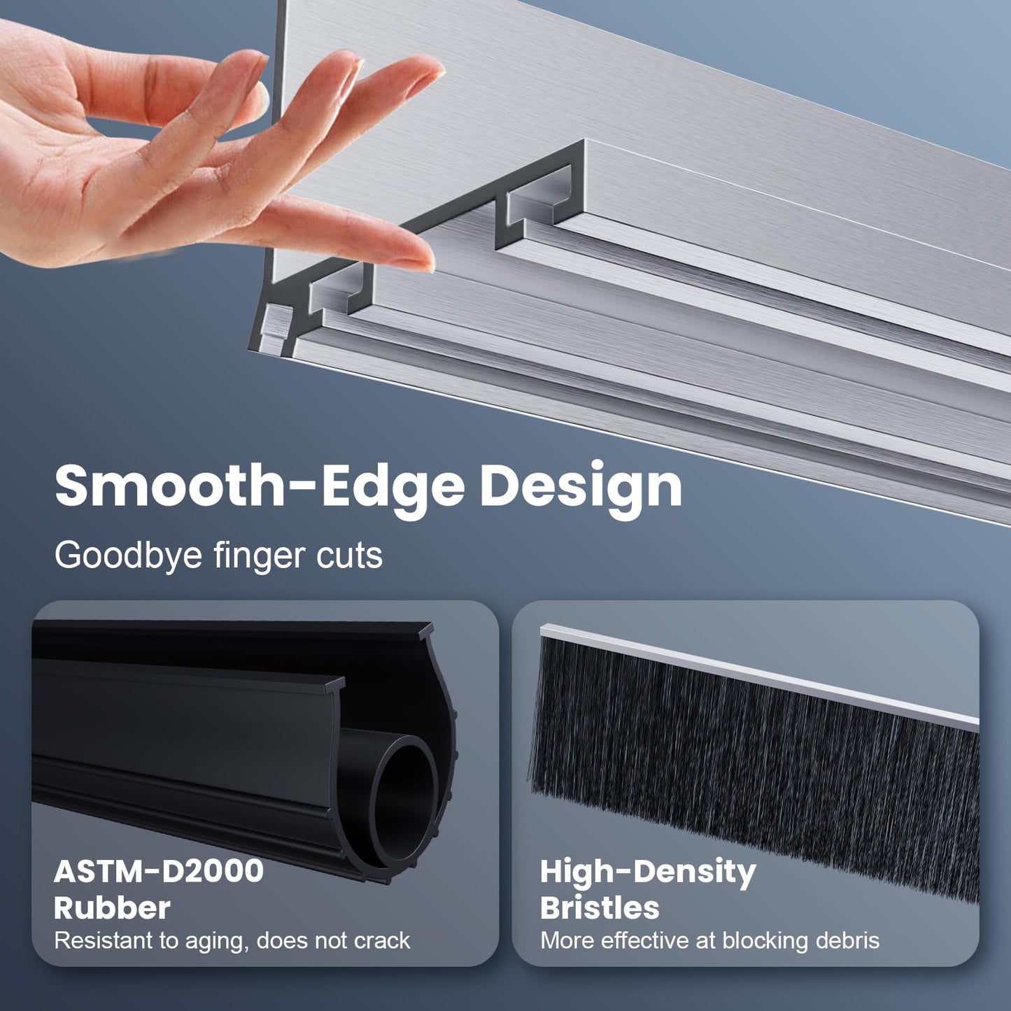 Professional Garage Door Seal Kit Fit for Steel/Wood Doors, Aluminum Garage Door Seal Track with 2" Brush+u+o EPDM Rubber Weatherstrip Dust & Heat Resistant，-40°f to 240°f, Pre-Drilled Holes (16.5 Ft)