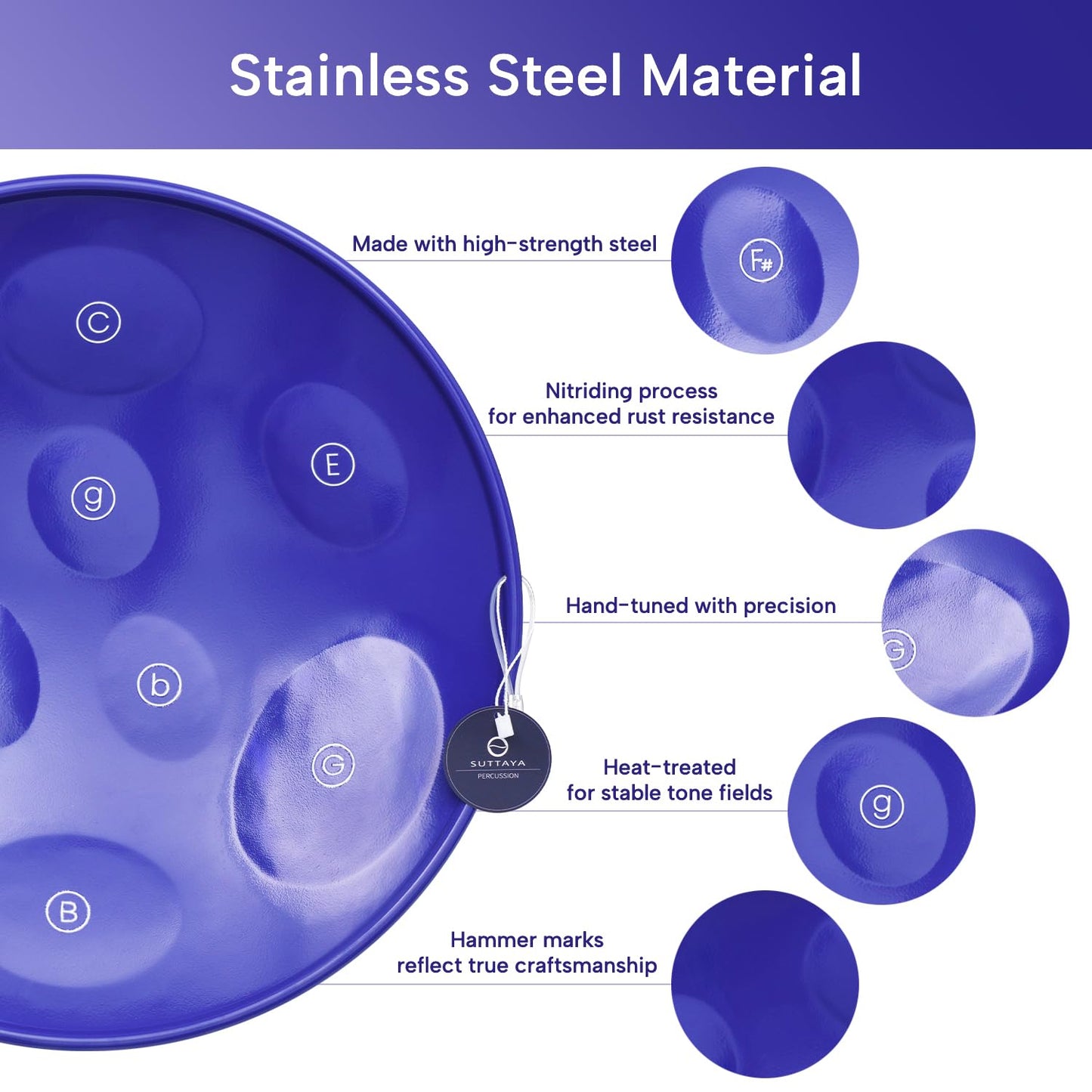 9-Note Steelpan (Steel Drum) with Stand - Educational Musical Instrument for Beginners and Hobbyists by Suttaya