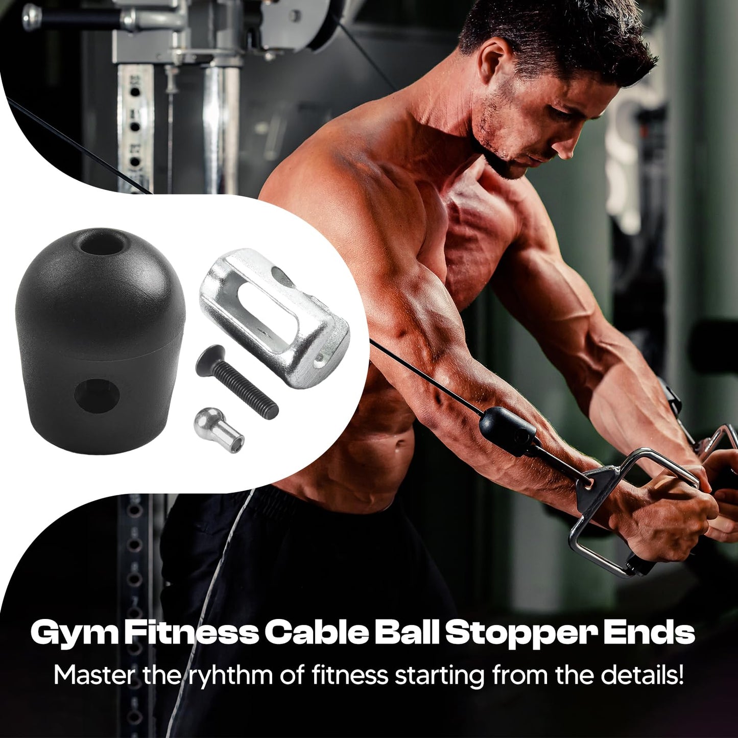 DYNWAVE Gym Machine Cable Stoppers Balls Stopper Fixing Set Weight Cable Machine Clothesline Pulley Set Terminals Heavy Duty for Exercise Workout Home, B