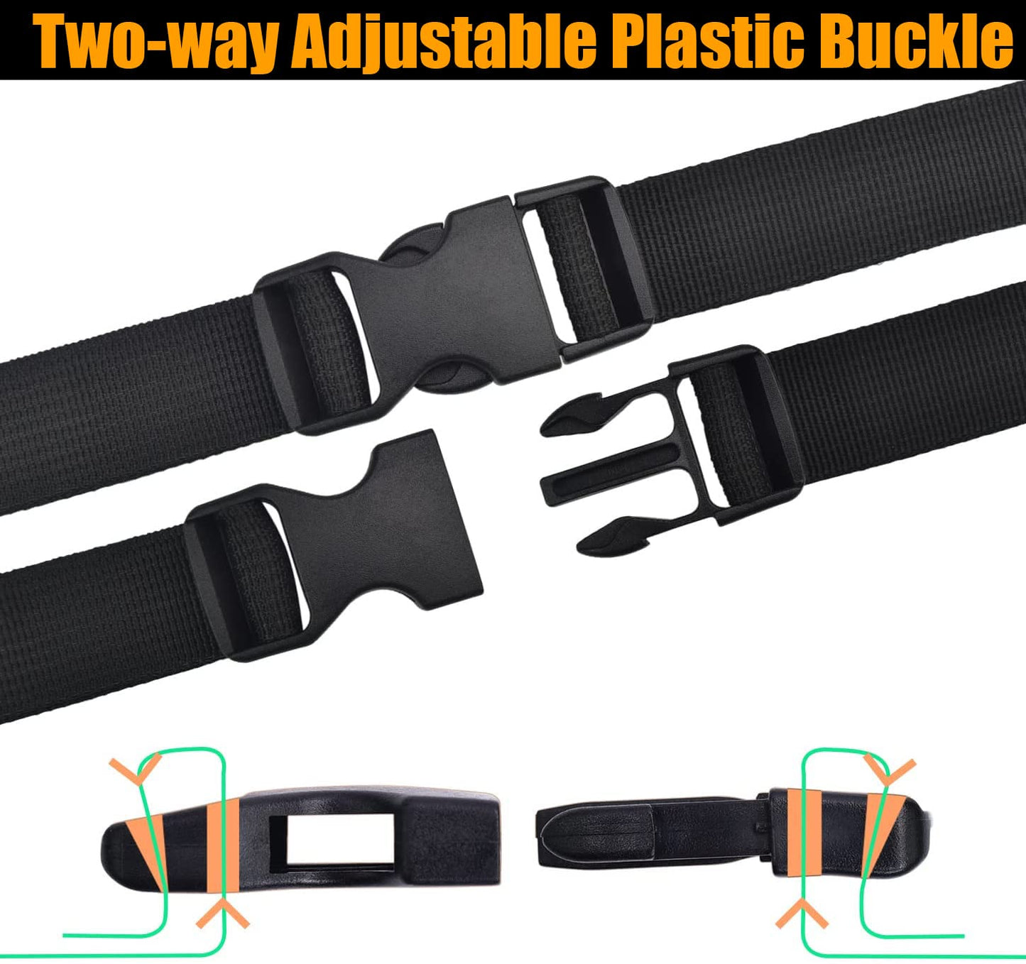 Buckle 1" Wide Inside, Quick Side Release Buckle for 1 inch/25mm Webbing Straps, Heavy Duty Plastic Buckles Dual Adjustable No Sewing Clips for Boat Cover Luggage Strap Pet Collar Backpack Replacement