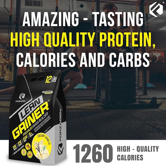Forzagen Lean Gainer Premium Mass Builder | Mass Gainer Protein Powder for Men & Women (12 Lbs, Creamy Vanilla)