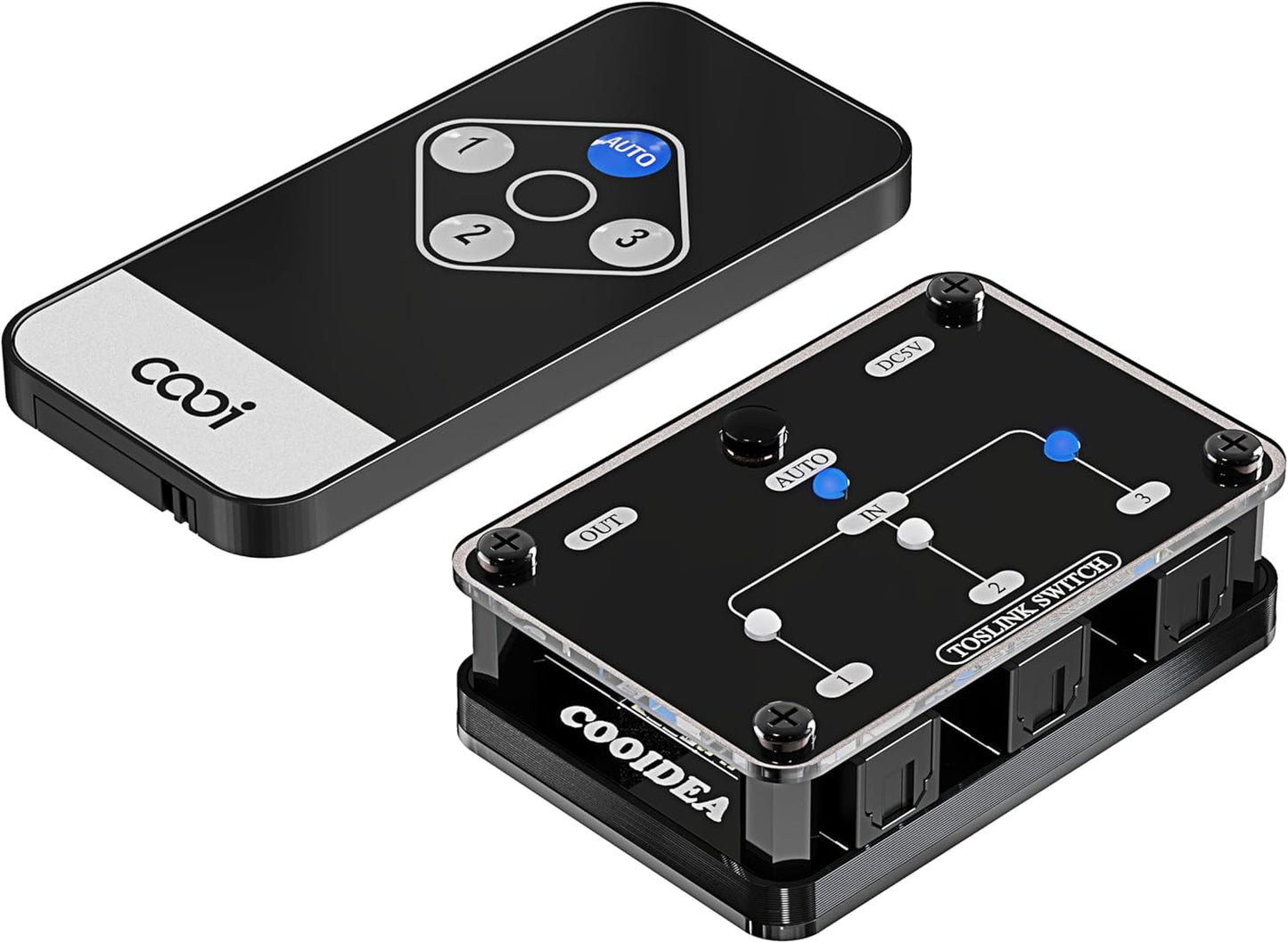 cooidea 3 1 192k/24Bit PCM2.0 Dolby-AC3 Toslink Automatic Switch Digital Optical Switcher in Out with Remote Control