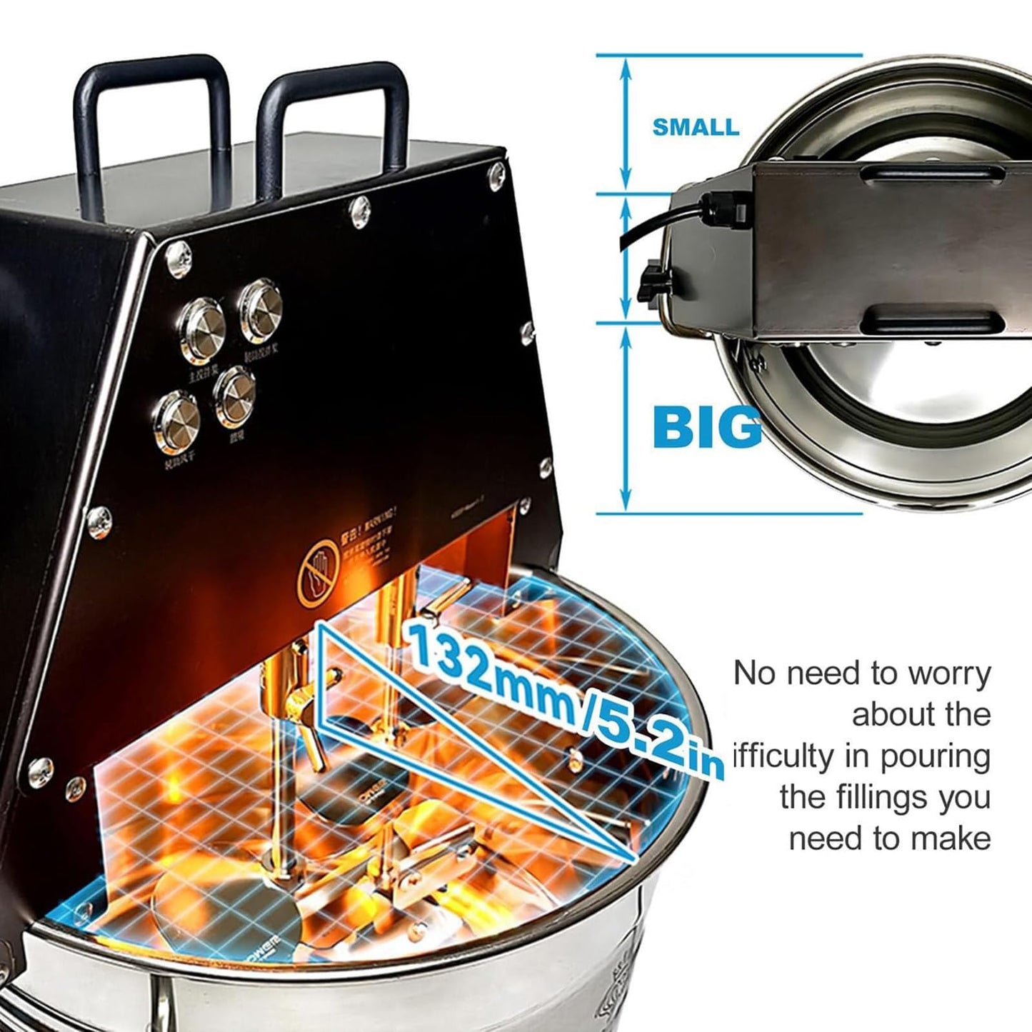 ZZBSOD Commercial Electric Food Stirrer Pot,Stainless Steel Automatic Mixer Machine with Double Stirring Paddle &Auxiliary Fan&Light,for Making Jam/Sauce/Filling