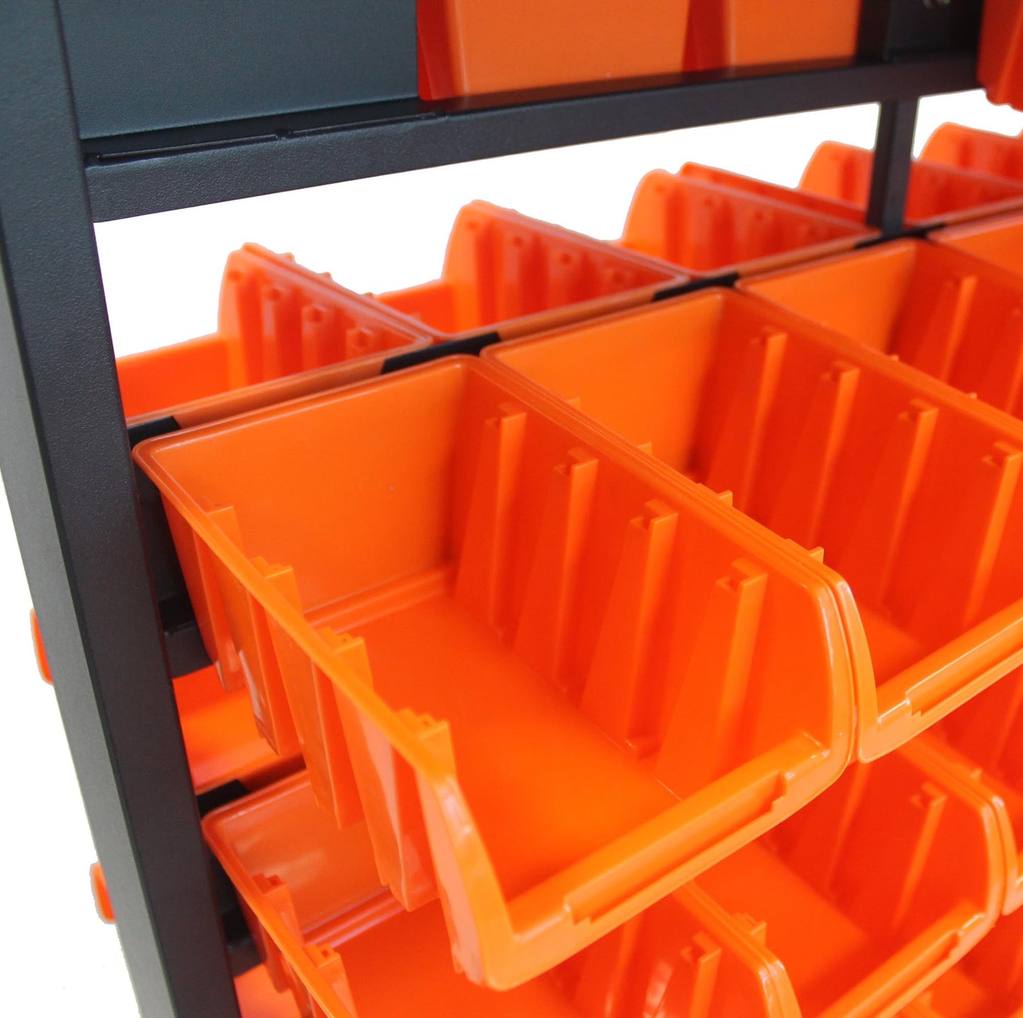 TRINITY Rolling Storage Bin Rack & Parts Organizer, 7-Tier Dual-Sided Bin Cart Shelving for Shop Storage, Nut and Bolt Organizer, Garage, Warehouse, Tools & Hardware, 330Lb Max, With Wheels, Black