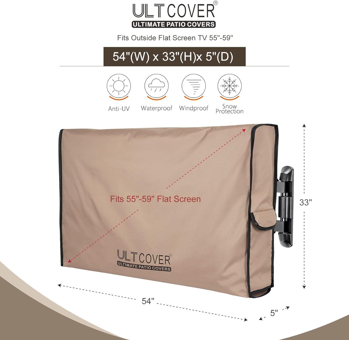 55-59 inch ULTCOVER Waterproof Outdoor TV Cover for Outside Flat Screen Televisions with Mounts and Stands