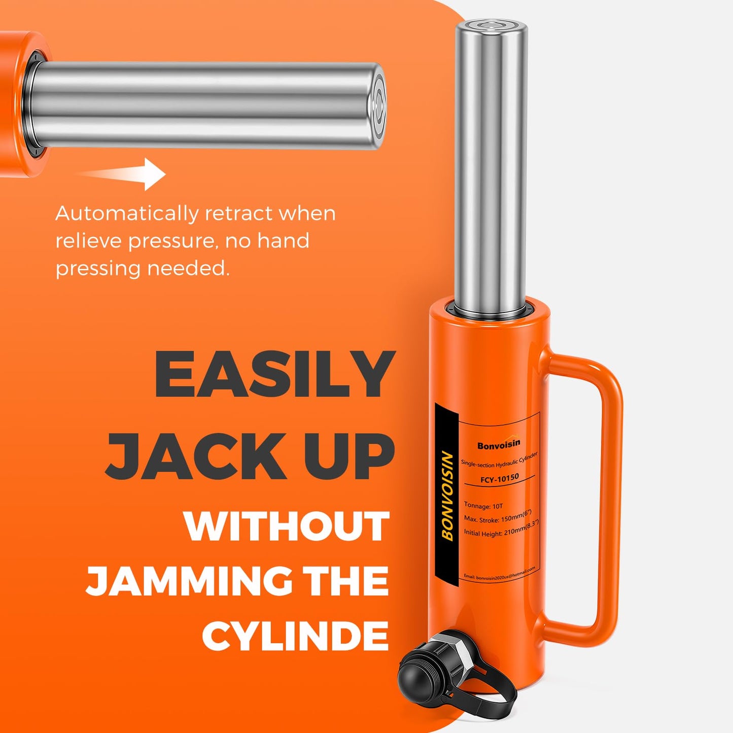 Bonvoisin Hydraulic Ram Cylinder 10T Hydraulic Jack Porta Power 6" Stroke Long Ram Single Acting Lifting Cylinders for Machinery Shipbuilding
