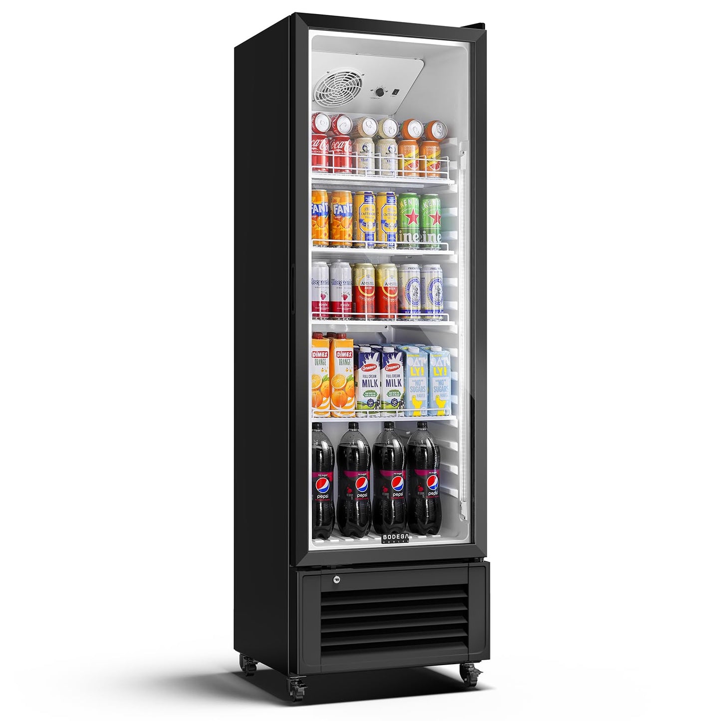 BODEGACOOLER Commercial Beverage Refrigerator and Cooler, 11.5 Cu.Ft Commercial Refrigerators Glass Door Fridge for Bar, drink, Commercial Merchandiser Refrigerator with 312 cans & 192 bottles.