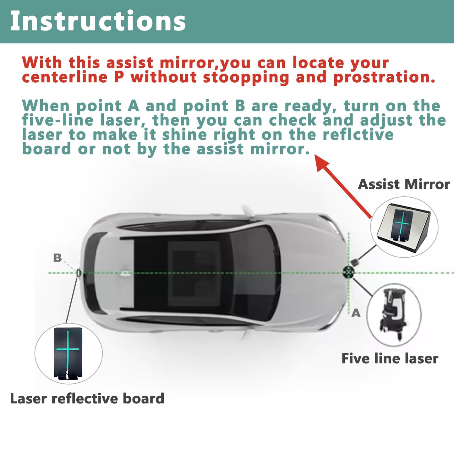 ADAS Calibration Tool 8.07"Outer Edge Reflector for Automobile Light & Heavy Vehicles with Digital Angle Finder, Assist Mirror for Accurate Car Alignment