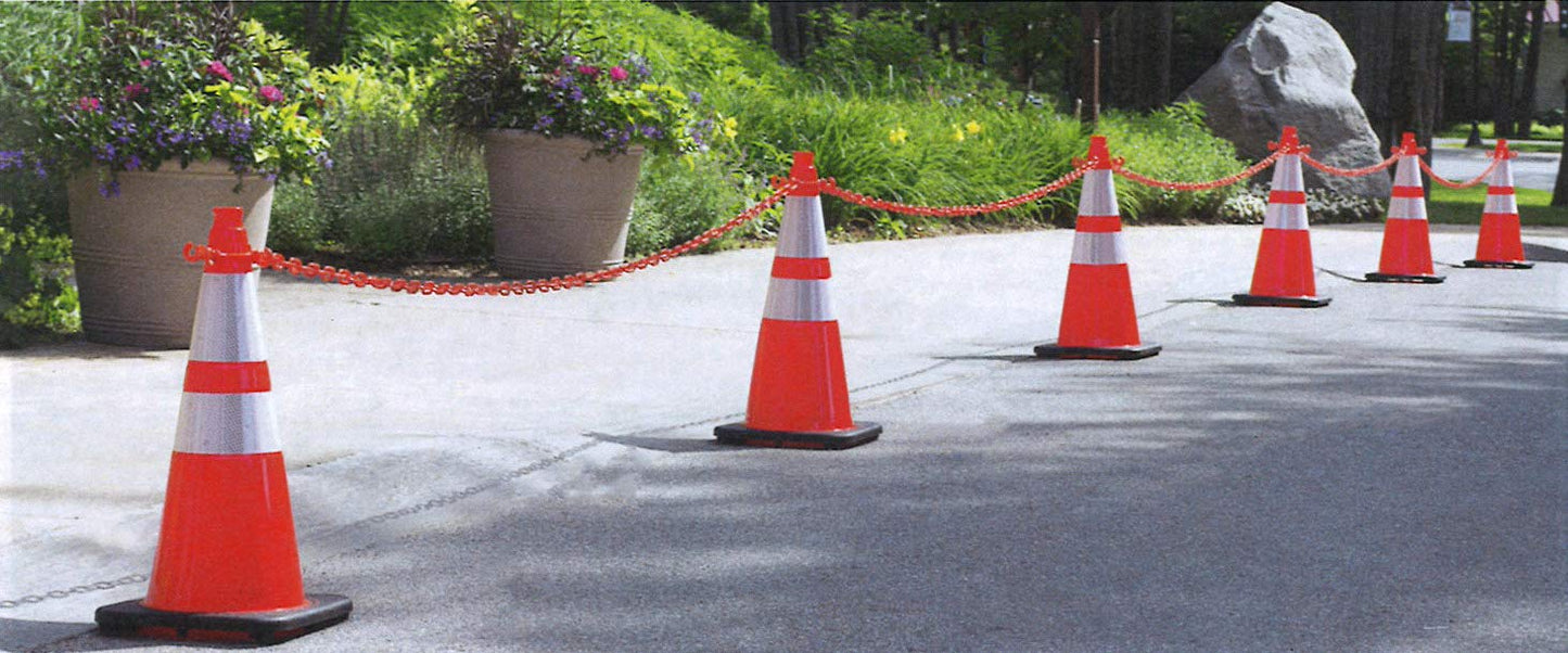 Mr. Chain Traffic Cone and Chain Kit, Traffic Orange with Reflective Collar, 28-Inch Height (93280-6)
