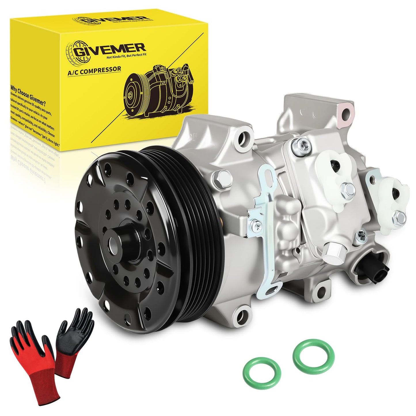 GIVEMER Air Conditioning AC Compressor with Clutch Compatible with Toyota Corolla 2009-2010, Matrix 2009-2012, Scion xD 2008-2014 1.8L,Replaces 88310-02510,4711632, 6512719, CO-11210C, 68328,CO11210C