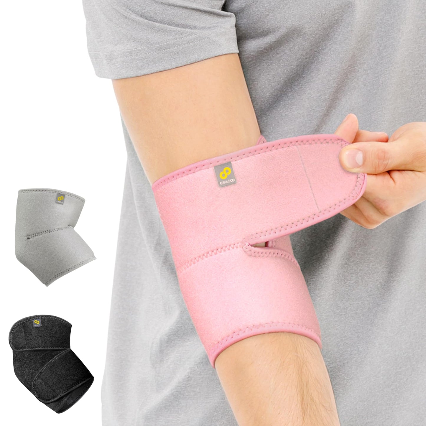 Bracoo Elbow Brace for Tendonitis Women Men, Tennis Elbow Compression Sleeve Wrap Support, Golfer's Elbow, Bursitis, Sprains, Strains, Sports Injury Recovery Joint, Arthritis Pain Relief, ES10