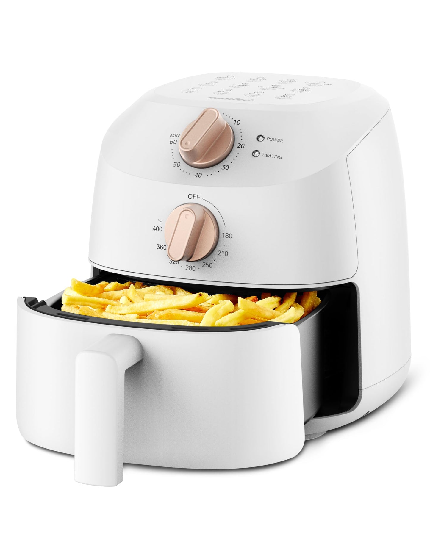 COMFEE' Compact 2.1 Quart Air Fryer with 12 Menu Options, Adjustable Timer & Temperature Control 176-400 degrees F, Dishwasher-Safe Nonstick Fry Basket with Stainless Steel Finish