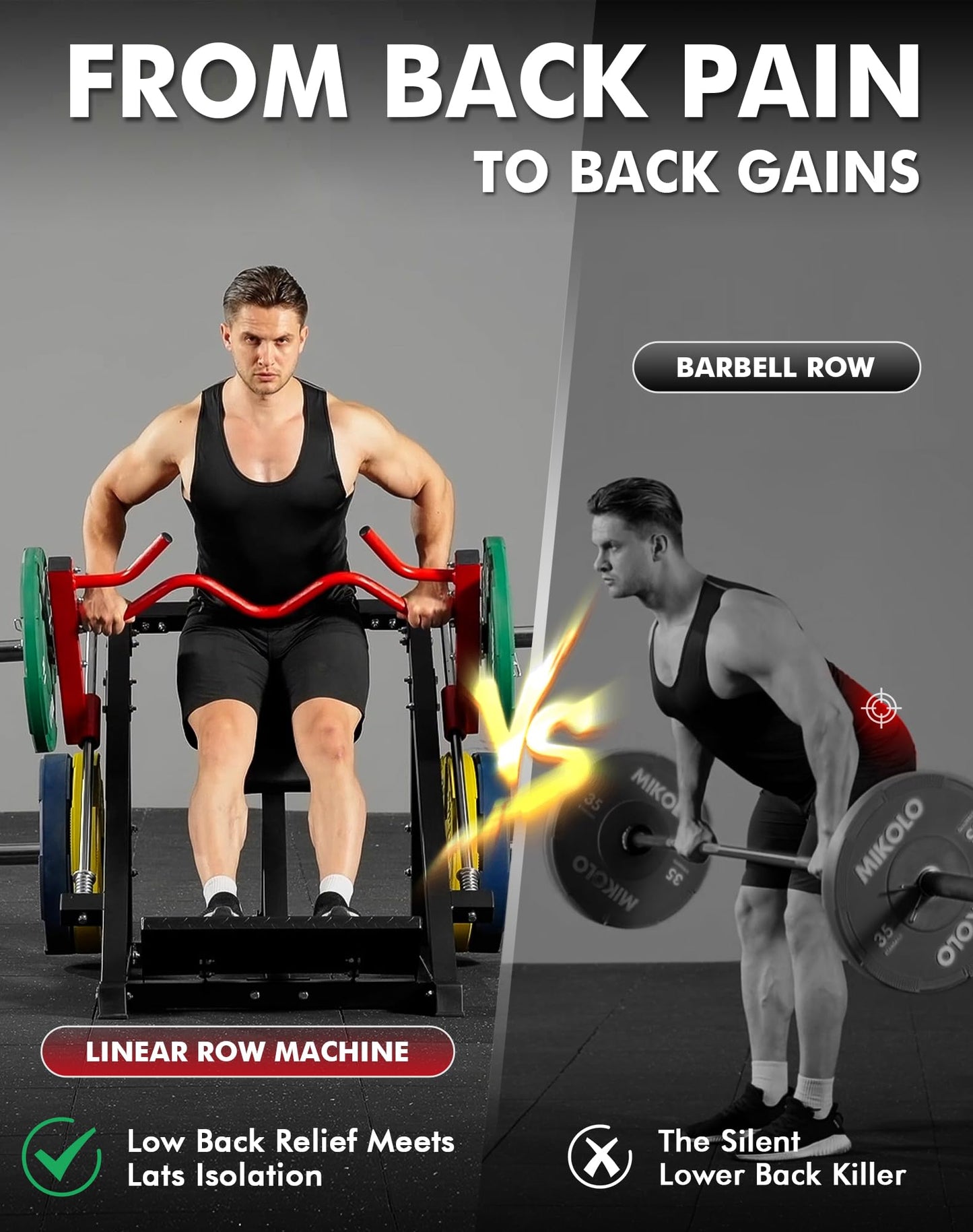 Mikolo Linear Row Machine, Back Workout Machine for Home Gym, Plate-Loaded Back Machine with Linear Bearing, Back Row Machine LAT Training Equipment SR06 Ultra(Machine Only)