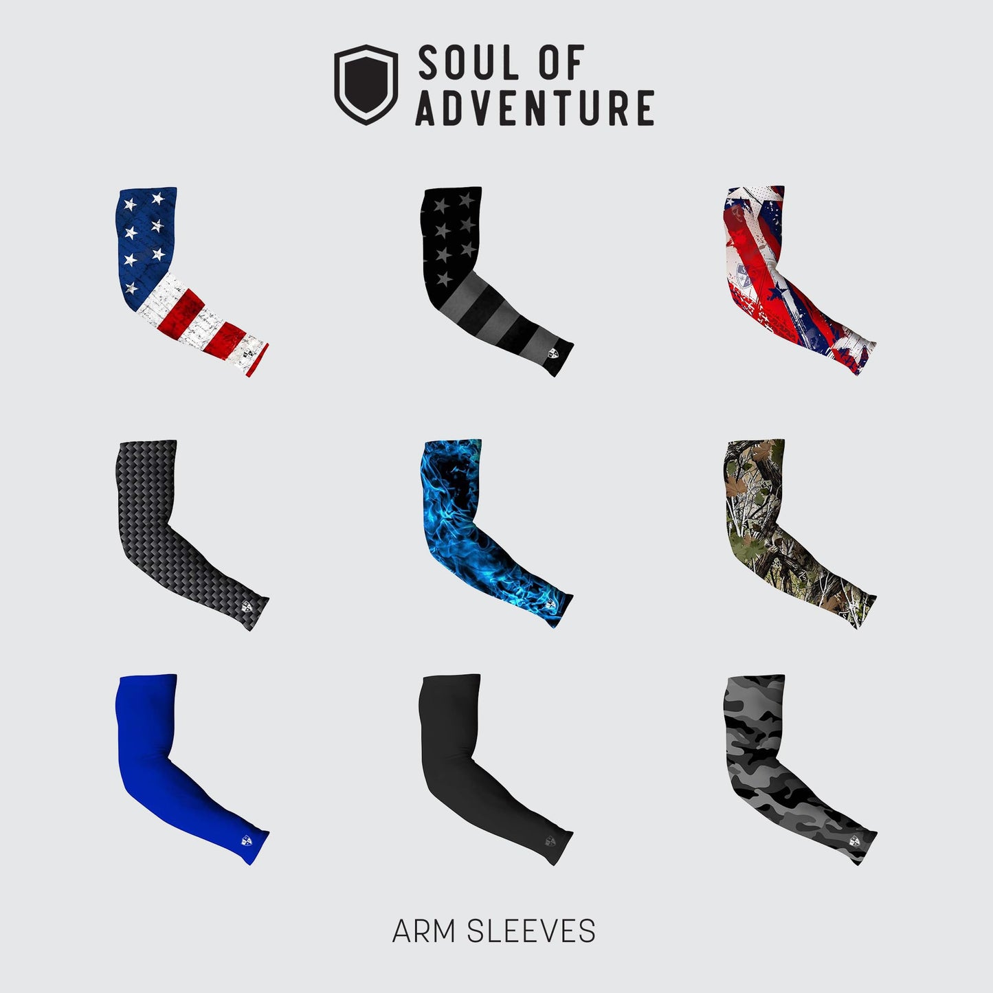 S A Compression Arm Sleeves for Men and Women - UPF 30+ Sun Protection, Moisture Wicking, 4-Way Stretch Arm Sleeves for Work & Sports (Blackout American Flag, 2 Pack)